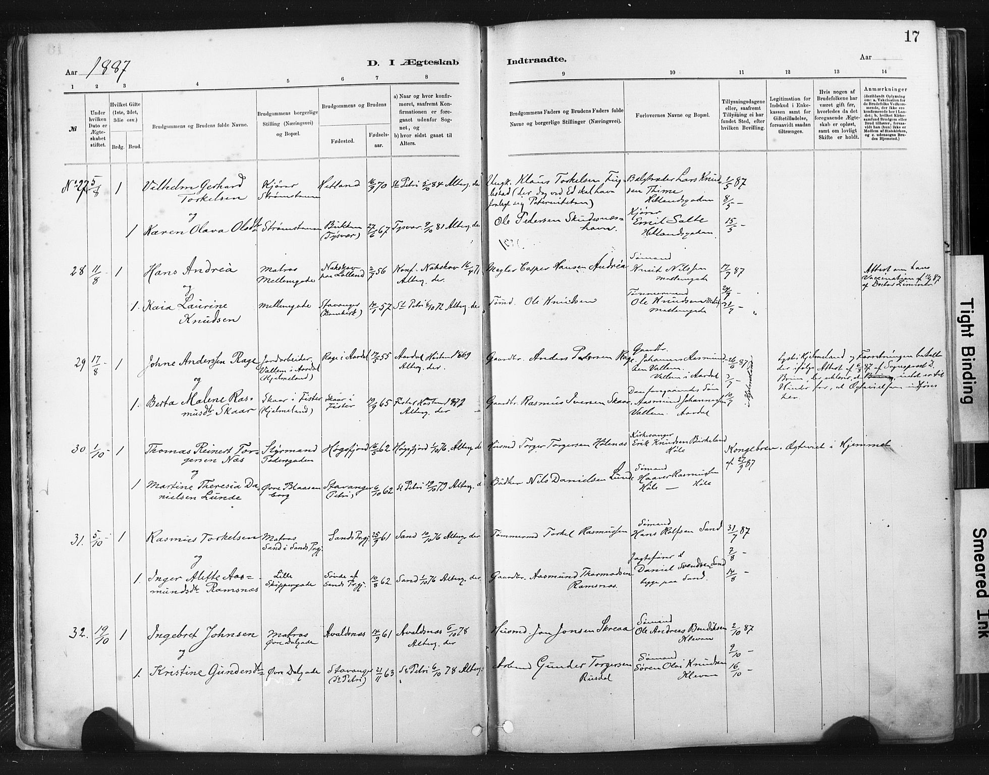 St. Johannes sokneprestkontor, AV/SAST-A-101814/001/30/30BA/L0003: Parish register (official) no. A 3, 1885-1910, p. 17
