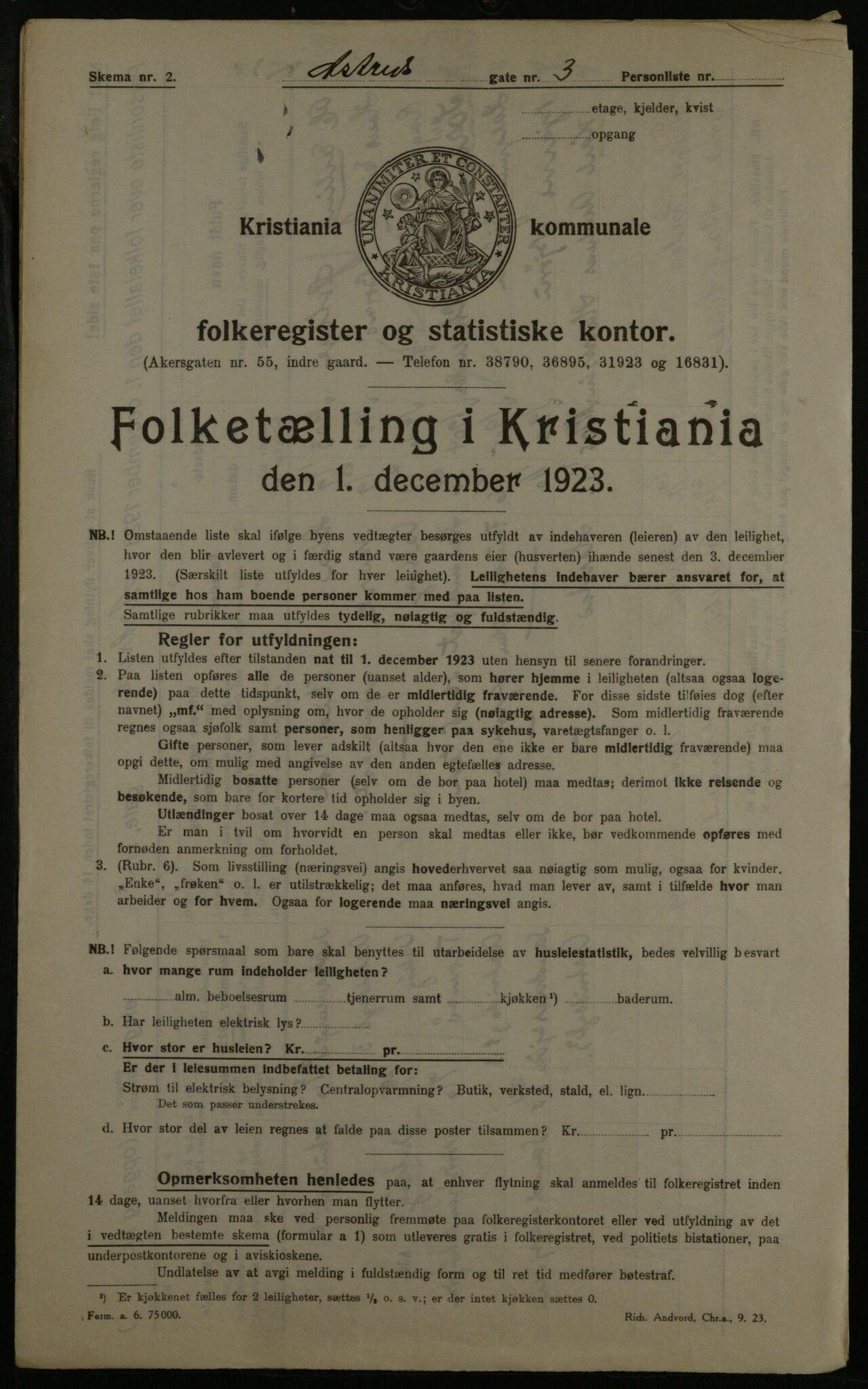 OBA, Municipal Census 1923 for Kristiania, 1923, p. 19081