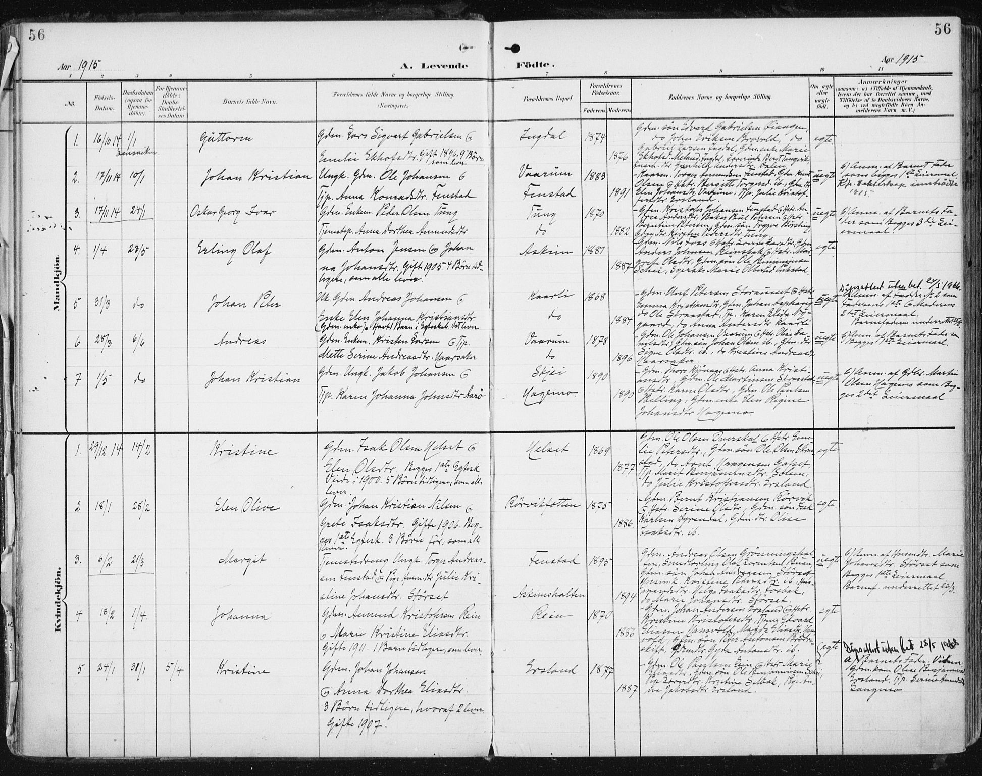 Ministerialprotokoller, klokkerbøker og fødselsregistre - Sør-Trøndelag, SAT/A-1456/646/L0616: Parish register (official) no. 646A14, 1900-1918, p. 56
