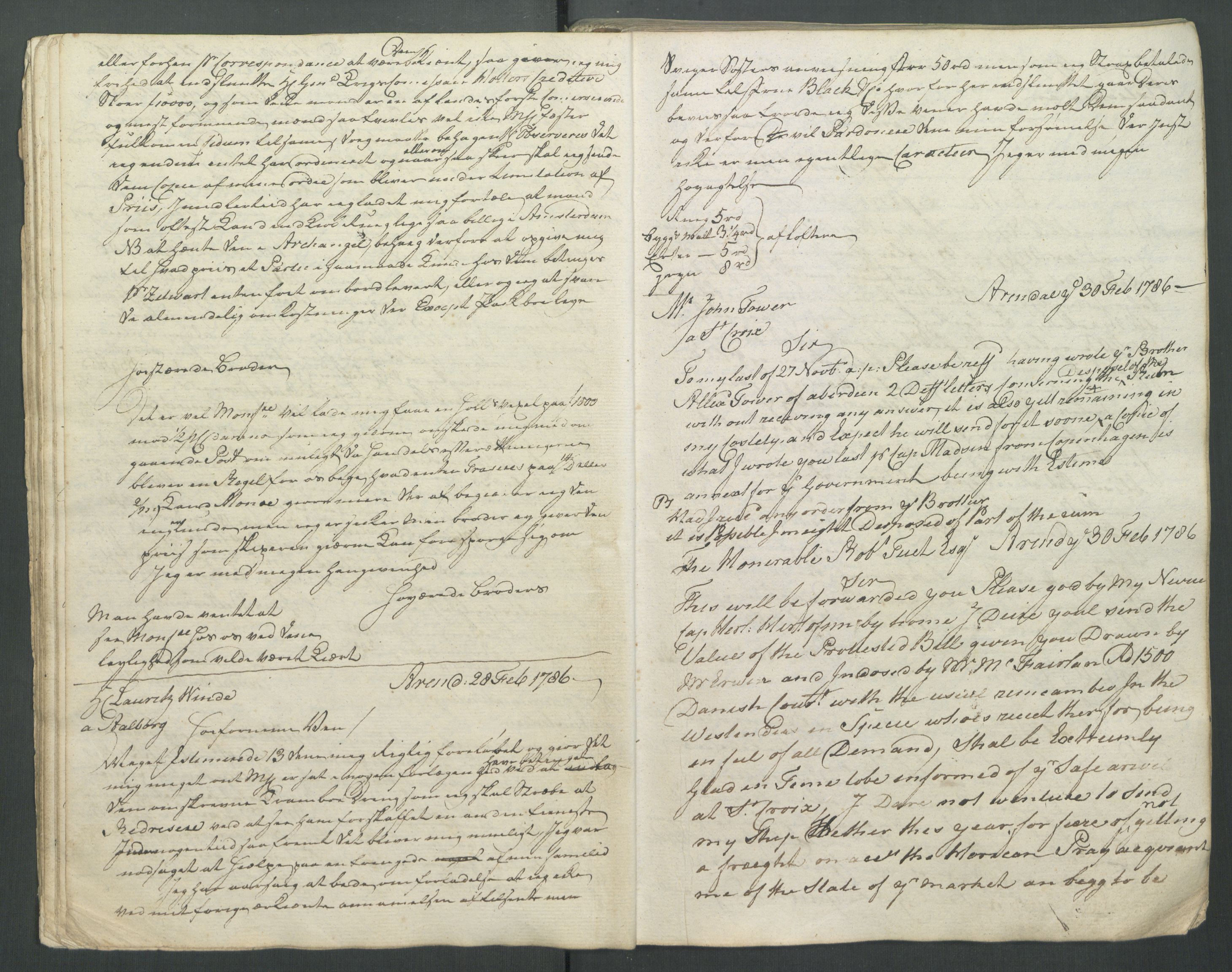 Samling av forretningsarkiv. A-Å, AAKS/PA-1060/F/Fa/L0125: Herlofson,Hans. Kopibok, 1785-1788, p. 32