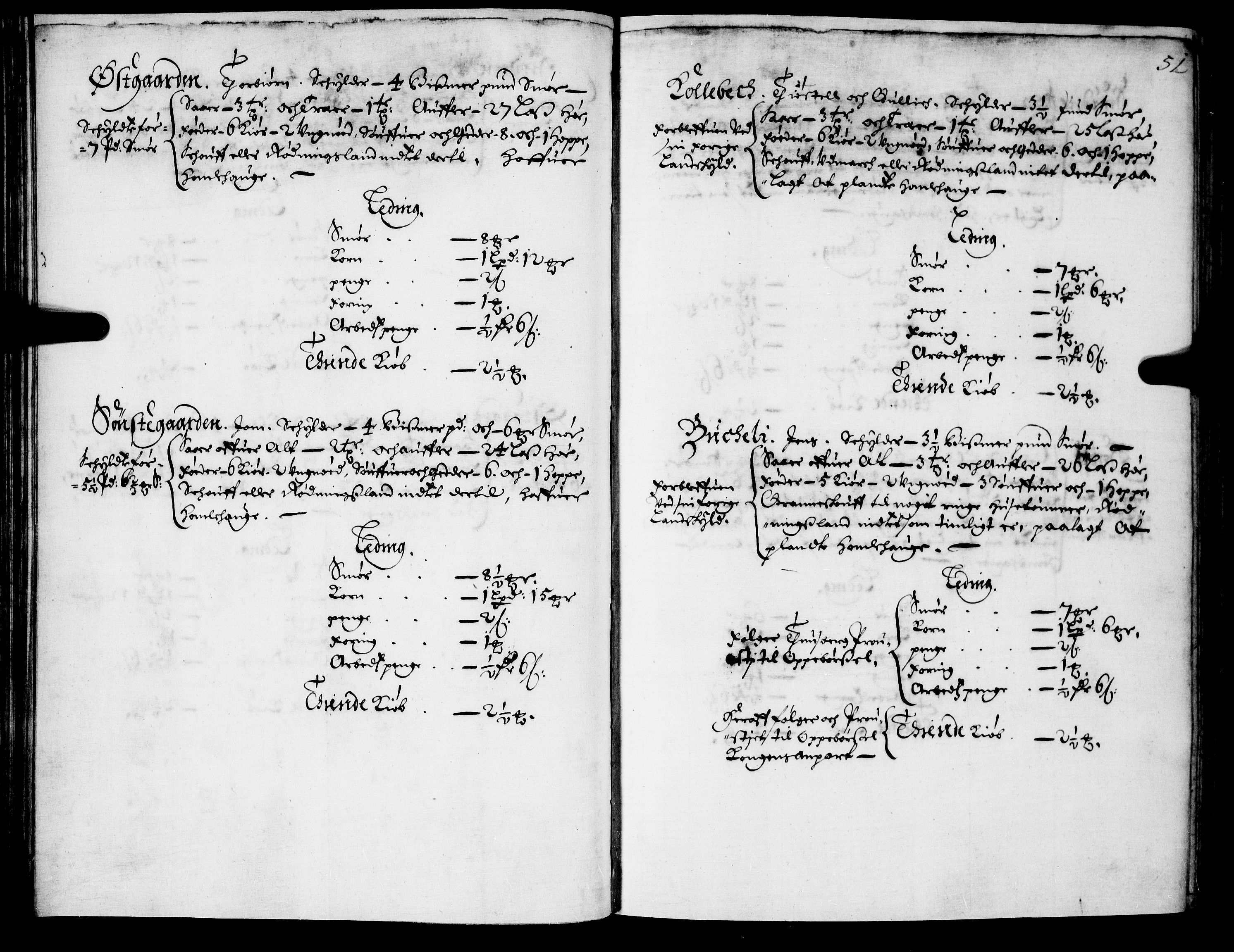 Rentekammeret inntil 1814, Realistisk ordnet avdeling, AV/RA-EA-4070/N/Nb/Nba/L0021: Brunla len, 1667, p. 50b-51a