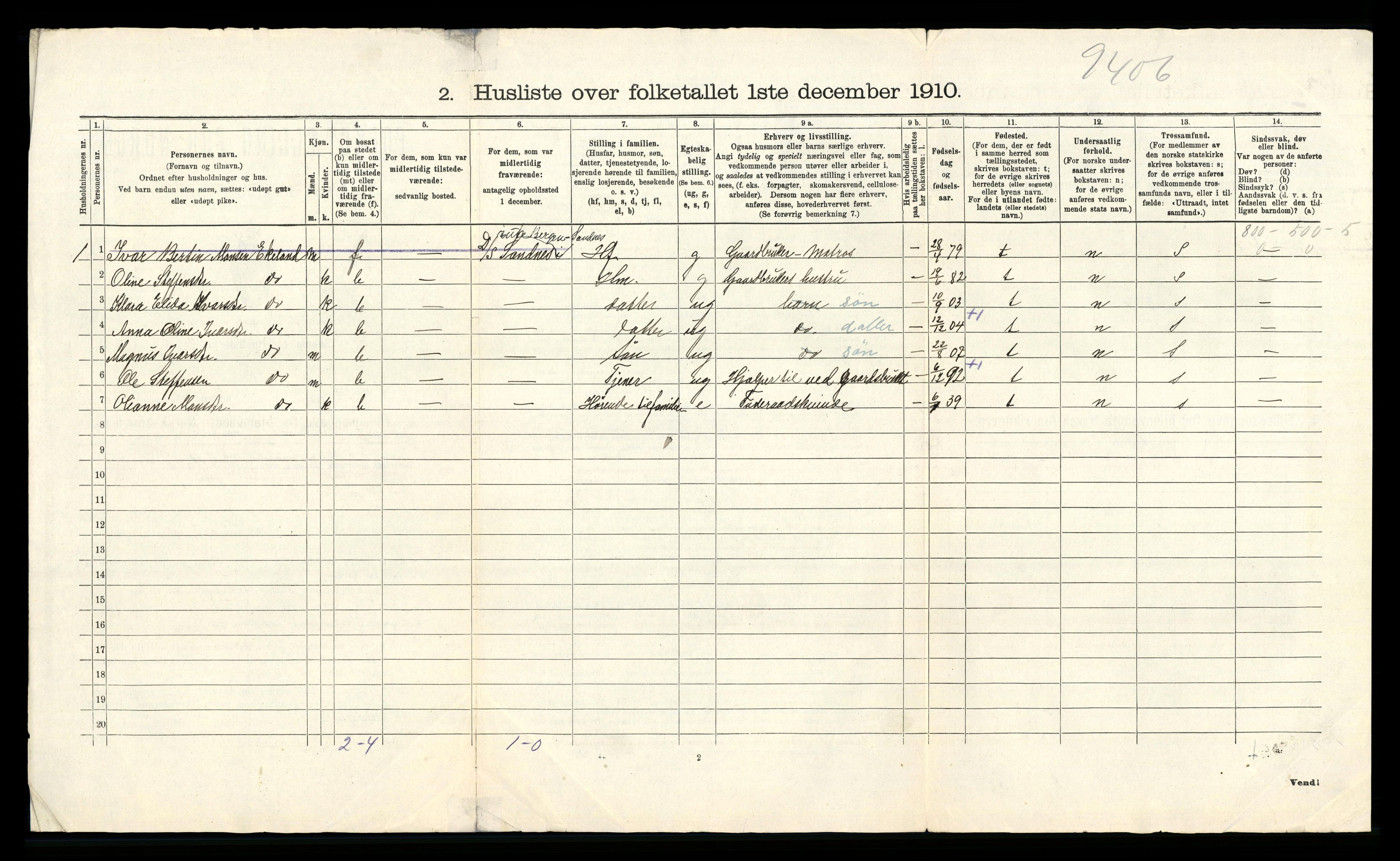 RA, 1910 census for Herdla, 1910, p. 41