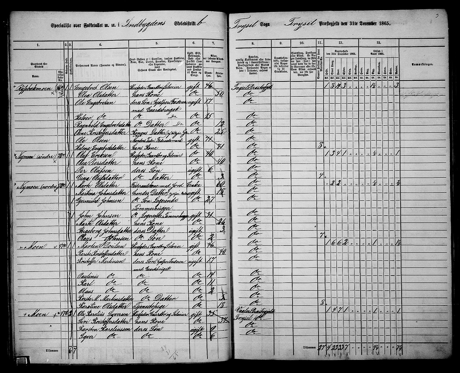 RA, 1865 census for Trysil, 1865, p. 32