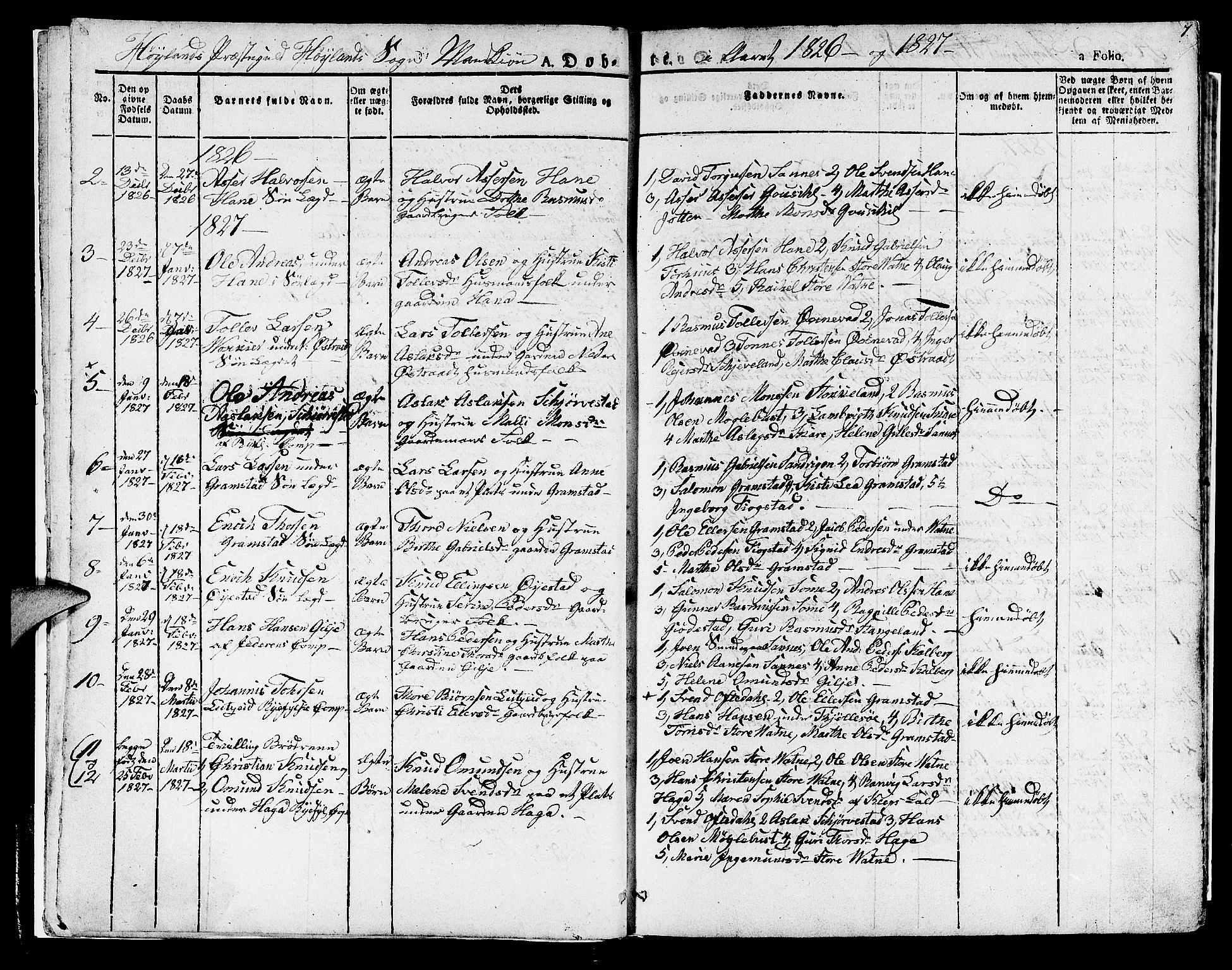 Høyland sokneprestkontor, SAST/A-101799/001/30BA/L0007: Parish register (official) no. A 7 /1, 1825-1841, p. 7