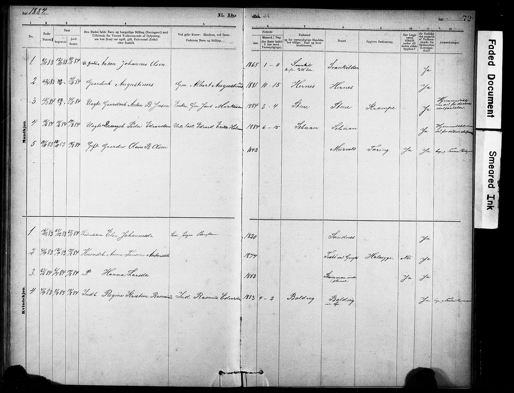 Ministerialprotokoller, klokkerbøker og fødselsregistre - Sør-Trøndelag, SAT/A-1456/635/L0551: Parish register (official) no. 635A01, 1882-1899, p. 72