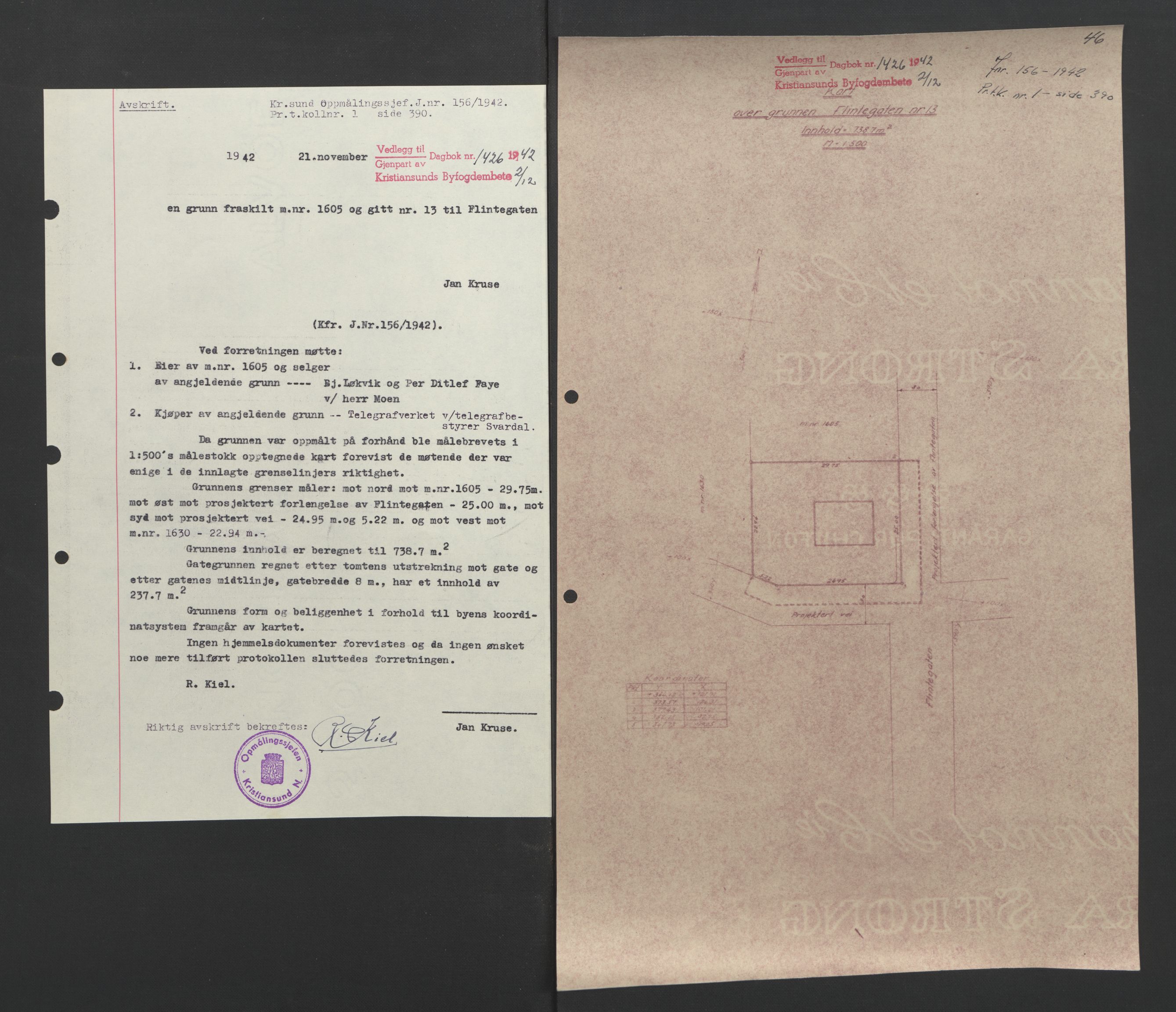 Kristiansund byfogd, AV/SAT-A-4587/A/27: Mortgage book no. 37, 1942-1945, Diary no: : 1426/1942