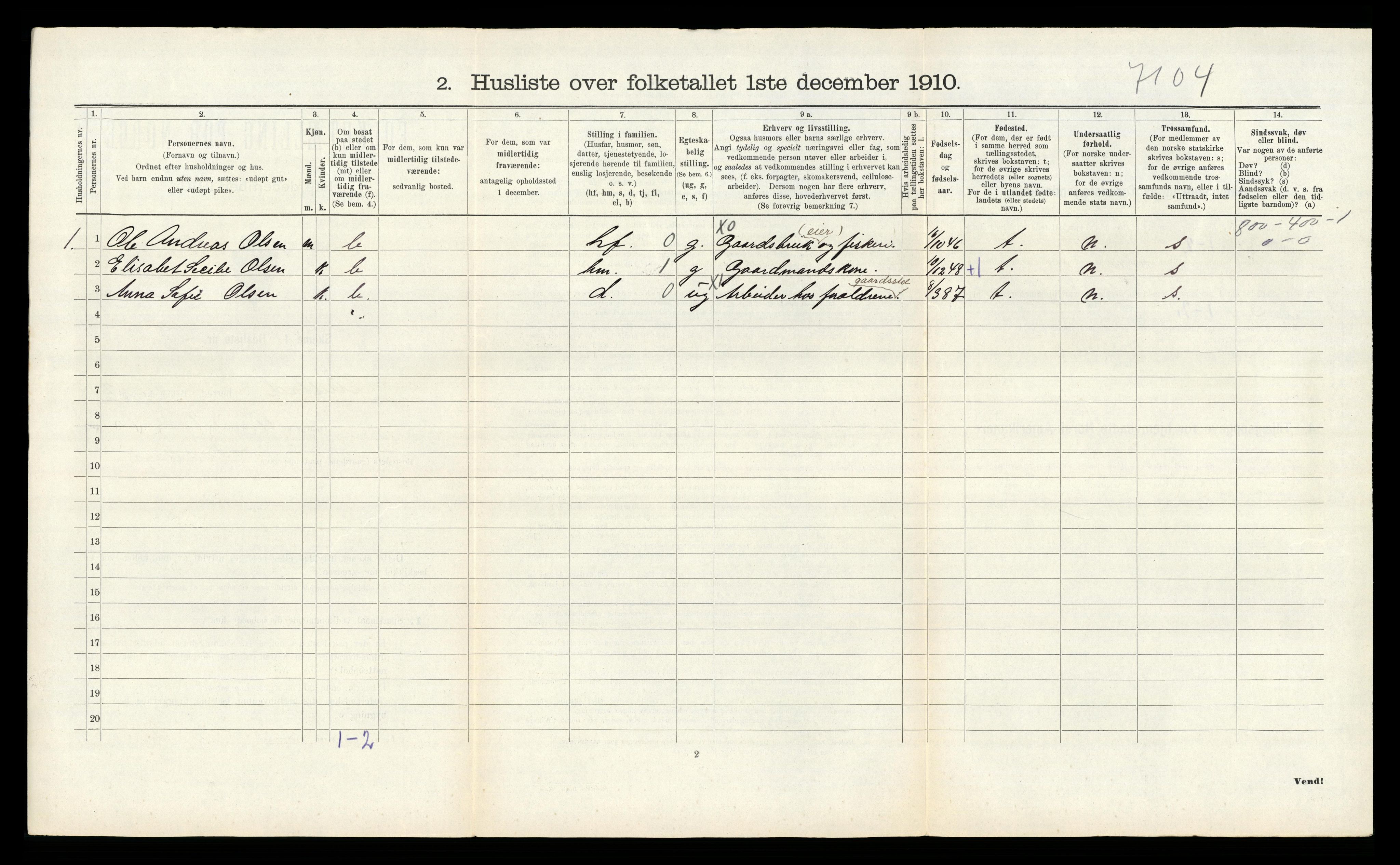 RA, 1910 census for Austad, 1910, p. 347