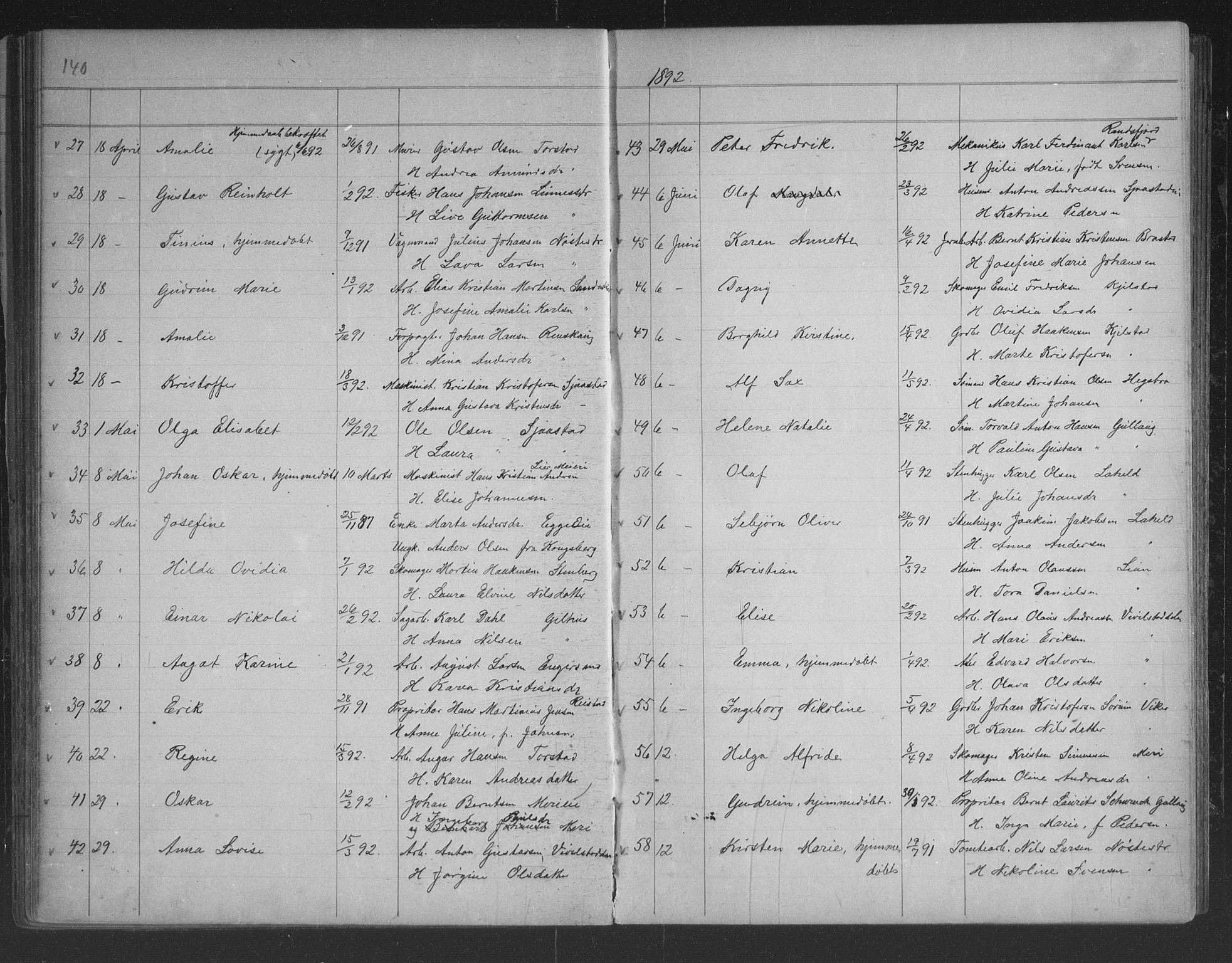 Lier kirkebøker, AV/SAKO-A-230/G/Gb/L0001: Parish register (copy) no. II 1, 1874-1898, p. 140-141