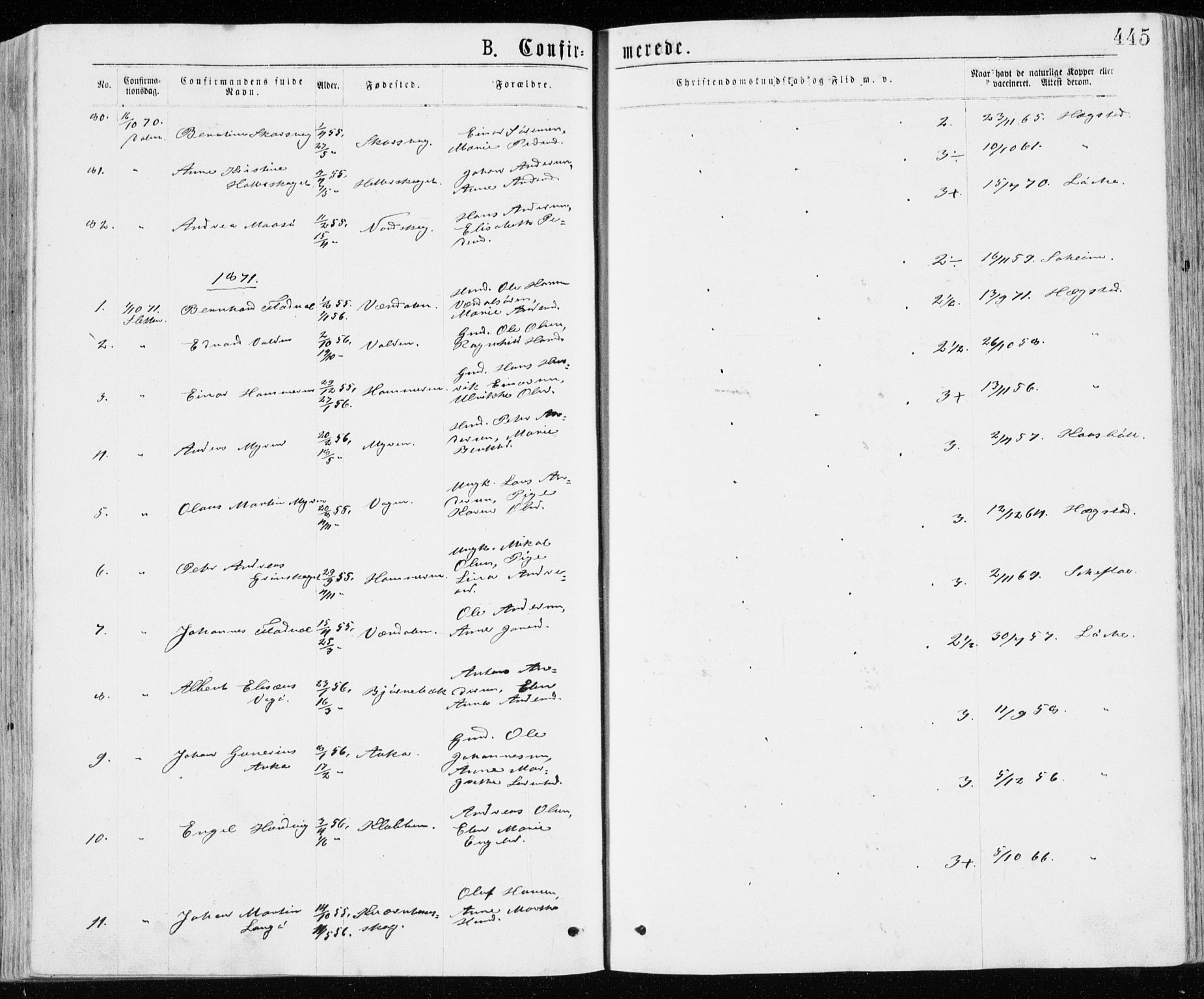 Ministerialprotokoller, klokkerbøker og fødselsregistre - Sør-Trøndelag, AV/SAT-A-1456/640/L0576: Parish register (official) no. 640A01, 1846-1876, p. 445