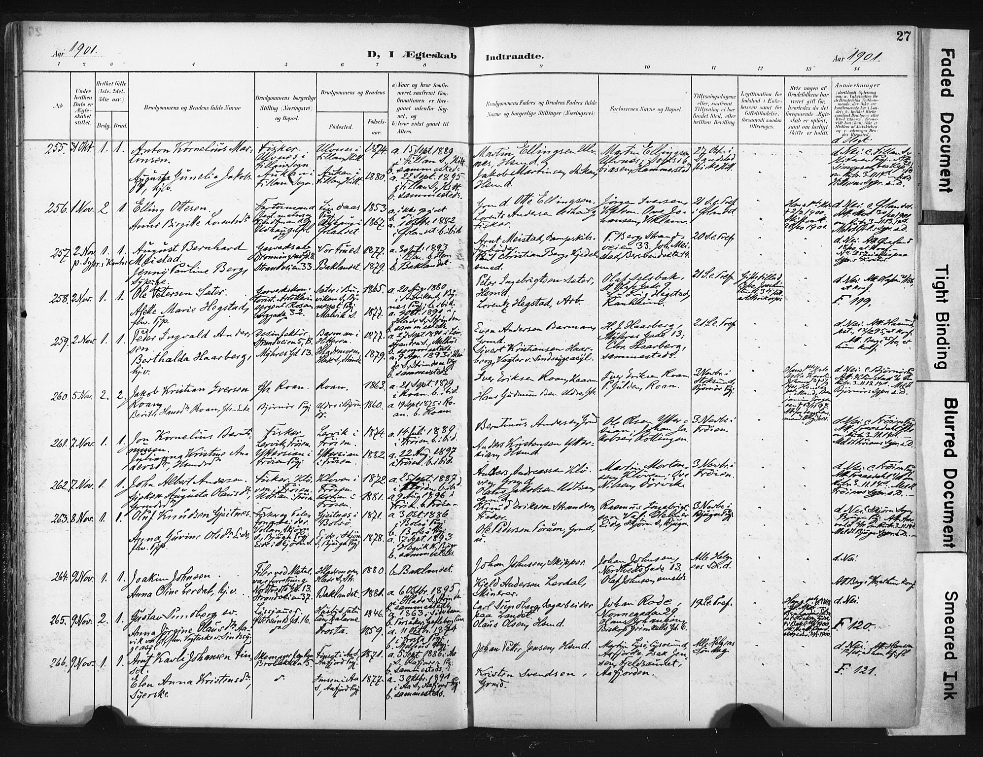 Ministerialprotokoller, klokkerbøker og fødselsregistre - Sør-Trøndelag, SAT/A-1456/604/L0201: Parish register (official) no. 604A21, 1901-1911, p. 27