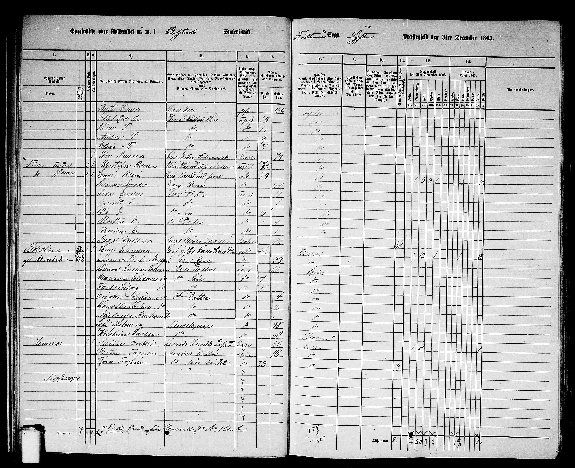 RA, 1865 census for Luster, 1865, p. 20