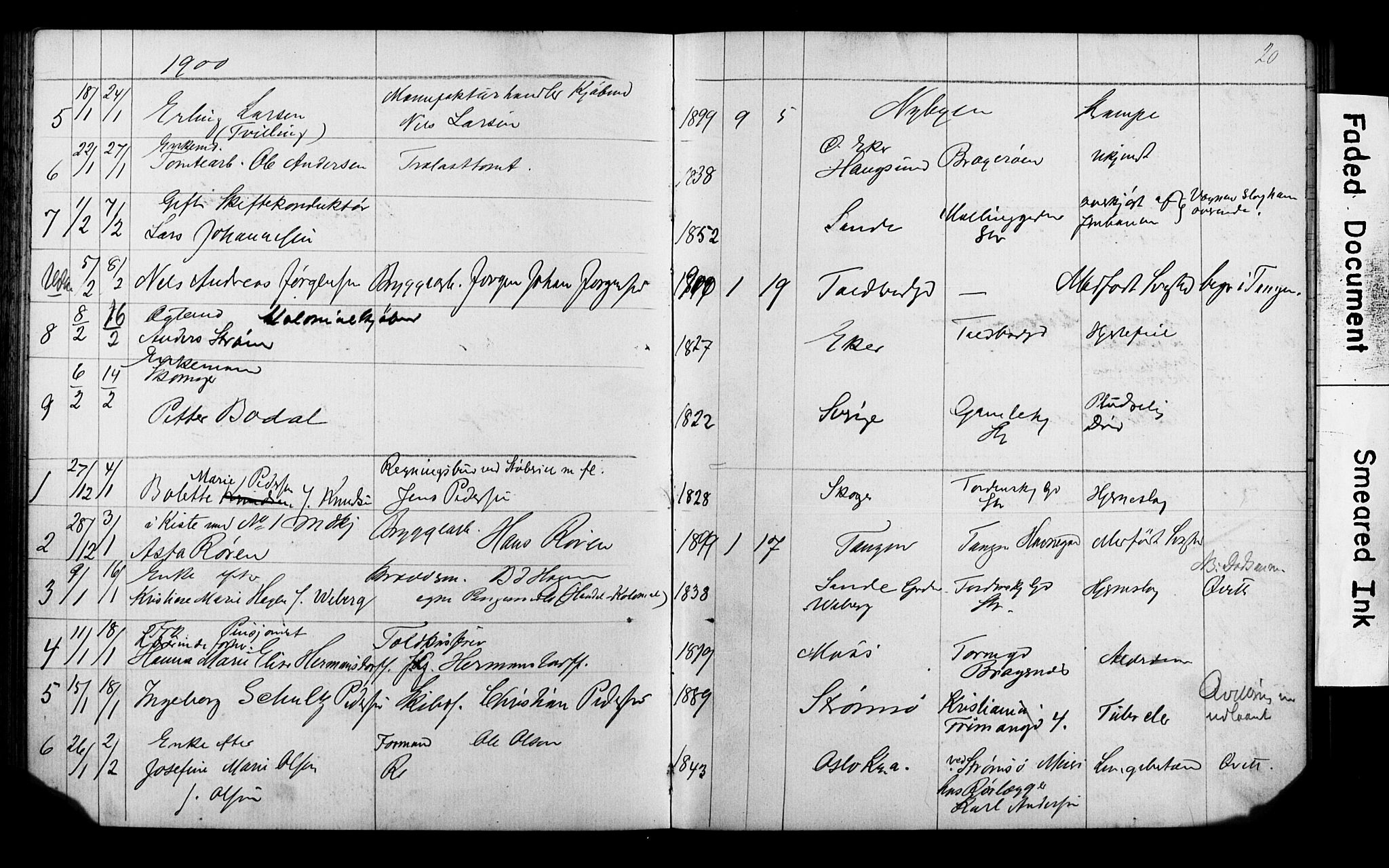 Strømsø kirkebøker, AV/SAKO-A-246/Y/Ya/L0005: Parish register draft no. I 5, 1897-1903, p. 20