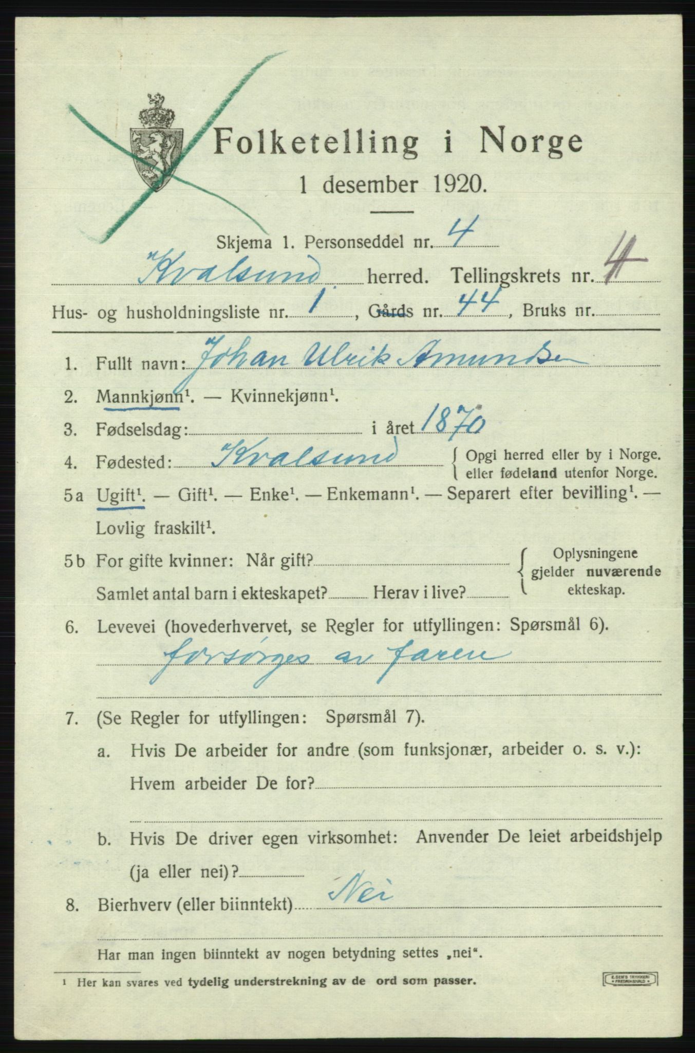 SATØ, 1920 census for , 1920, p. 1332