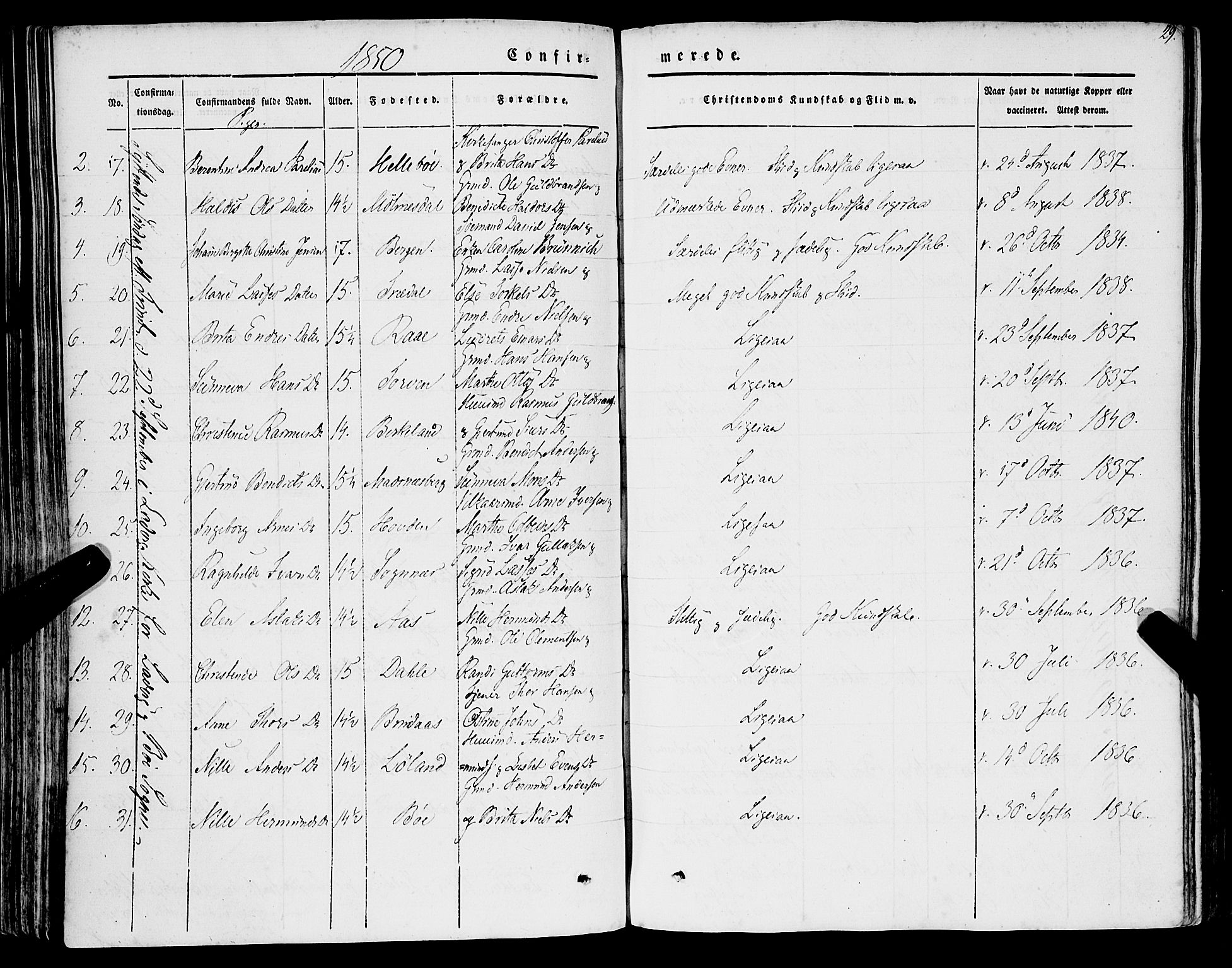 Lavik sokneprestembete, AV/SAB-A-80901: Parish register (official) no. A 3, 1843-1863, p. 29