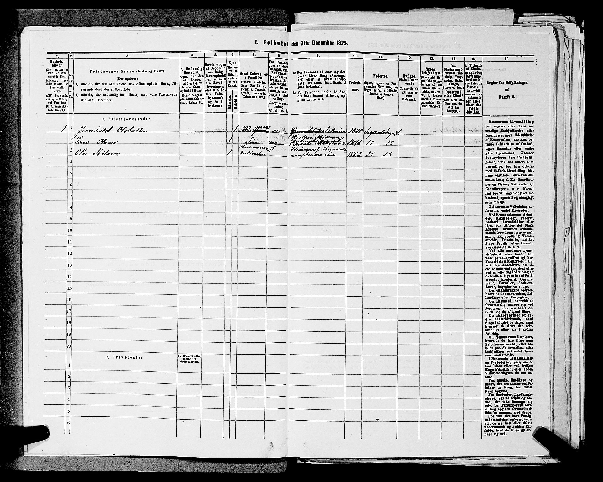 SAKO, 1875 census for 0621P Sigdal, 1875, p. 409