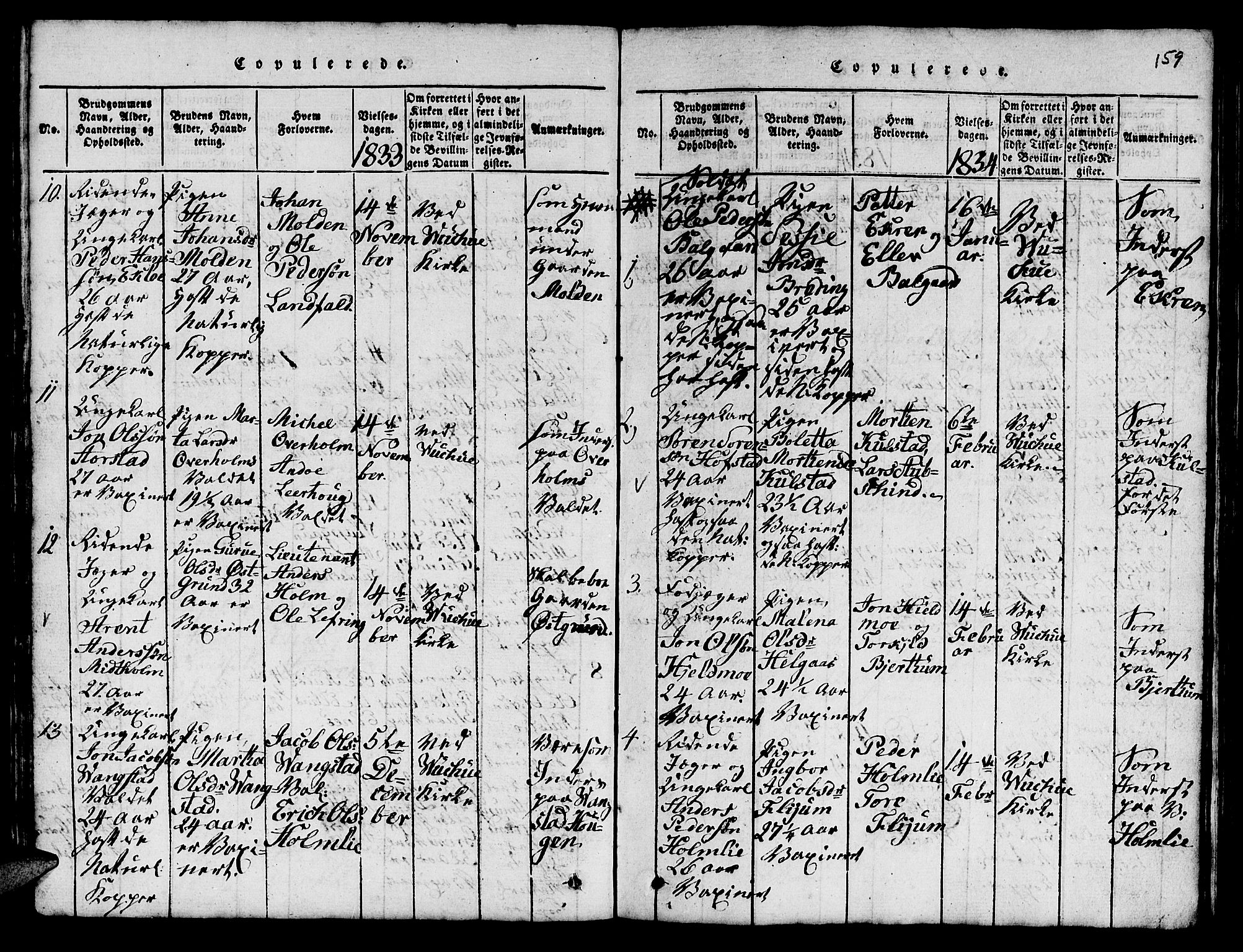 Ministerialprotokoller, klokkerbøker og fødselsregistre - Nord-Trøndelag, SAT/A-1458/724/L0265: Parish register (copy) no. 724C01, 1816-1845, p. 159