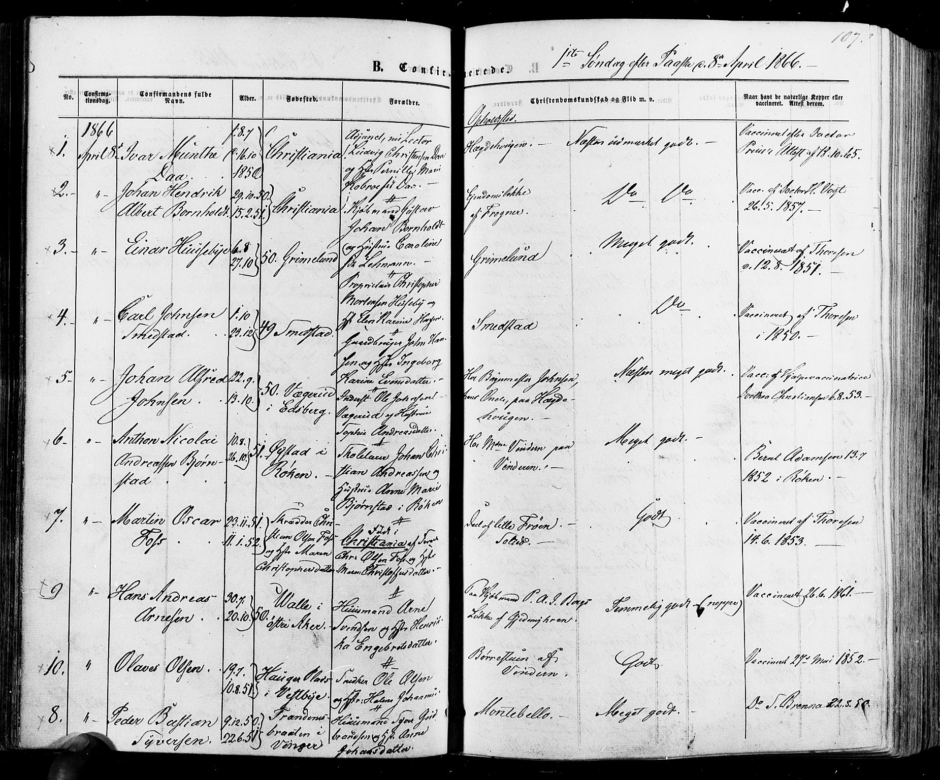 Vestre Aker prestekontor Kirkebøker, SAO/A-10025/F/Fa/L0005: Parish register (official) no. 5, 1859-1877, p. 107