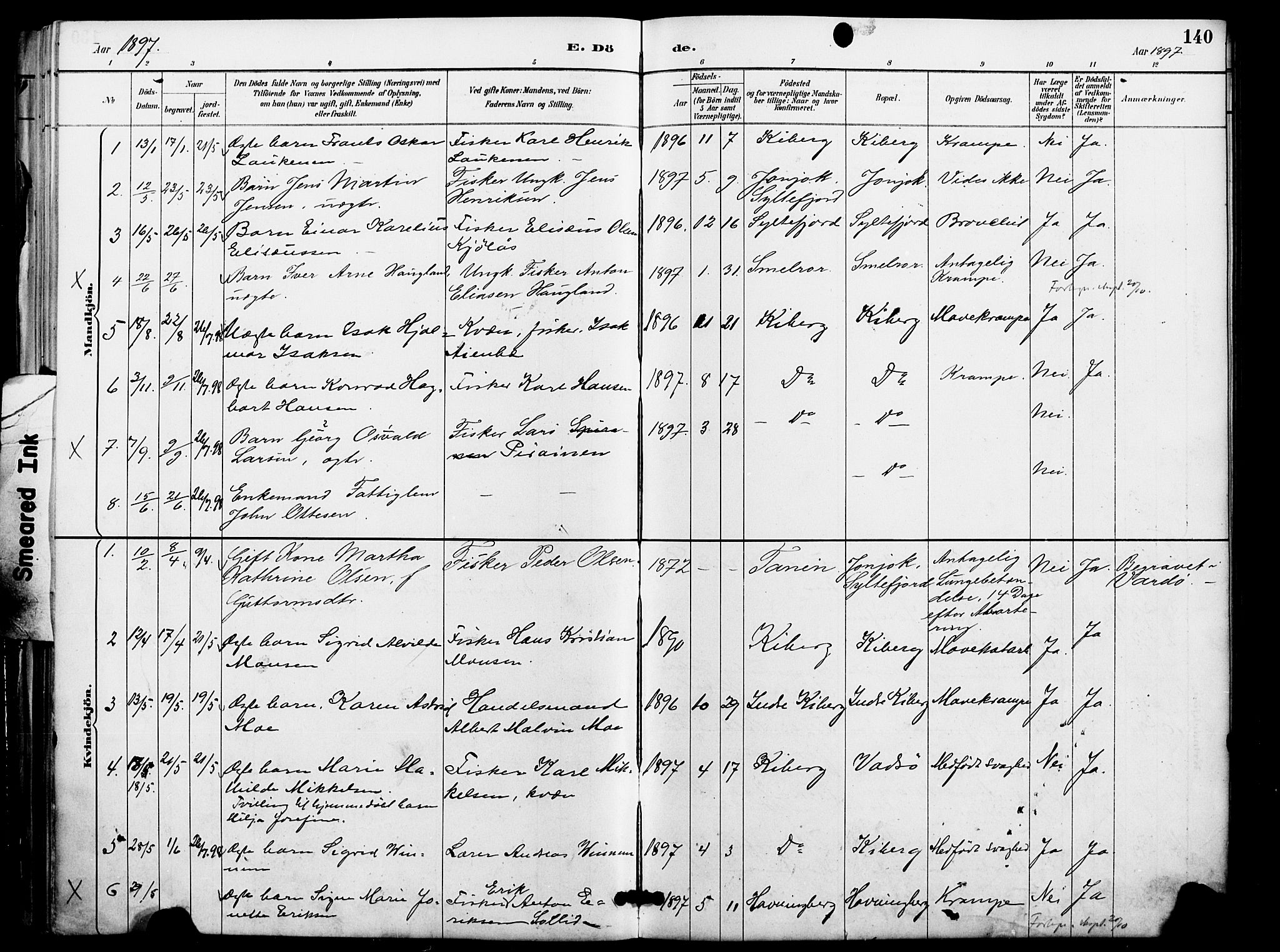 Vardø sokneprestkontor, SATØ/S-1332/H/Ha/L0009kirke: Parish register (official) no. 9, 1887-1898, p. 140