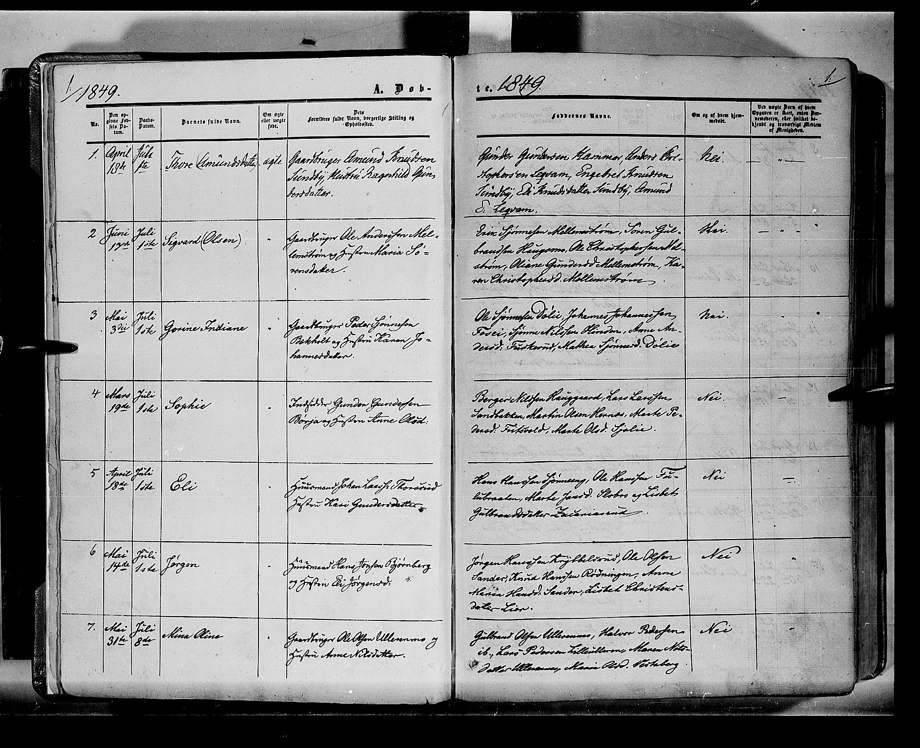 Sør-Odal prestekontor, SAH/PREST-030/H/Ha/Haa/L0001: Parish register (official) no. 1, 1849-1859, p. 1