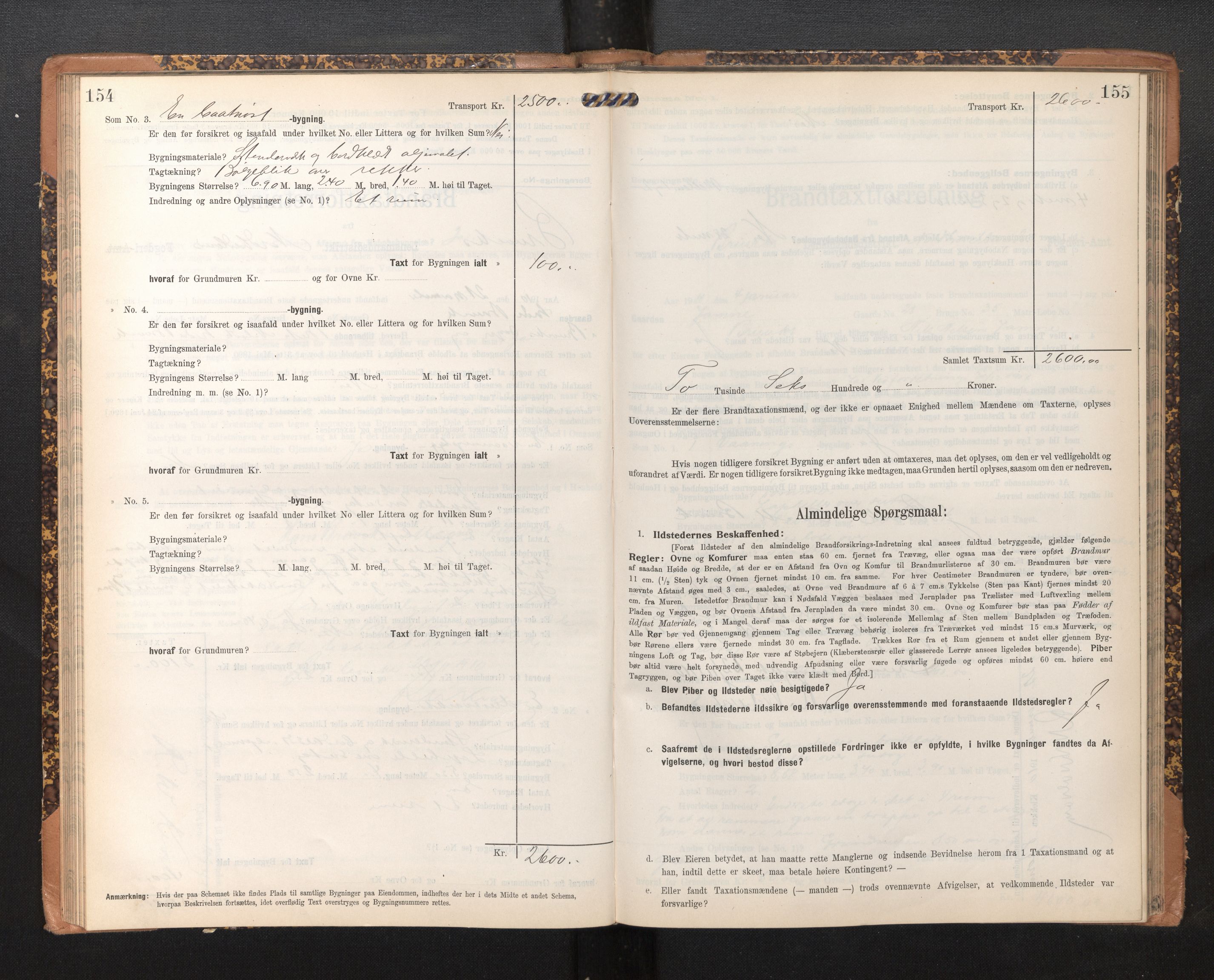 Lensmannen i Bruvik, AV/SAB-A-31301/0012/L0007: Branntakstprotokoll, skjematakst, 1906-1918, p. 154-155