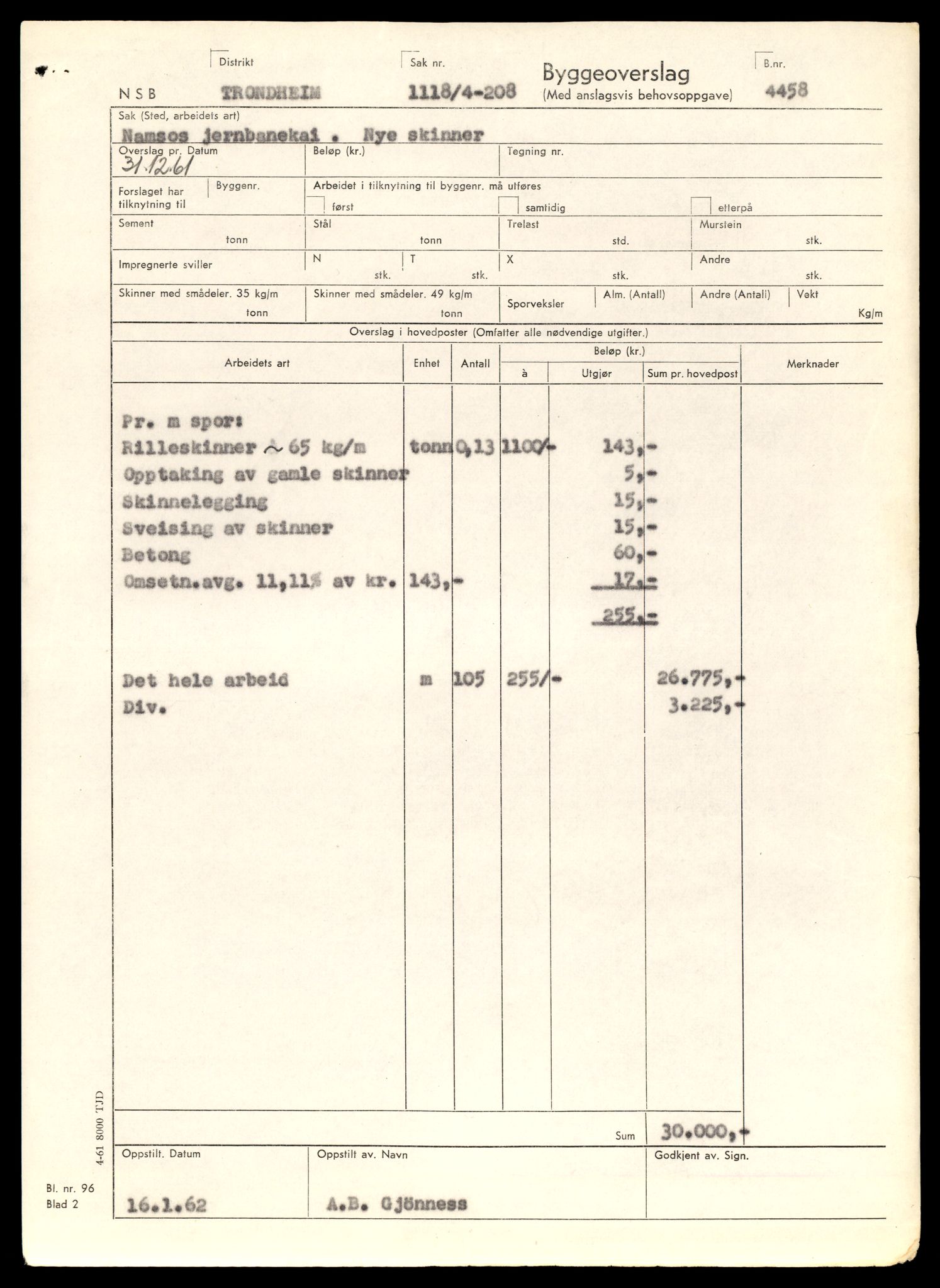 Norges statsbaner (NSB) - Trondheim distrikt, SAT/A-6436/0002/Dd/L0819: --, 1936-1990, p. 1119