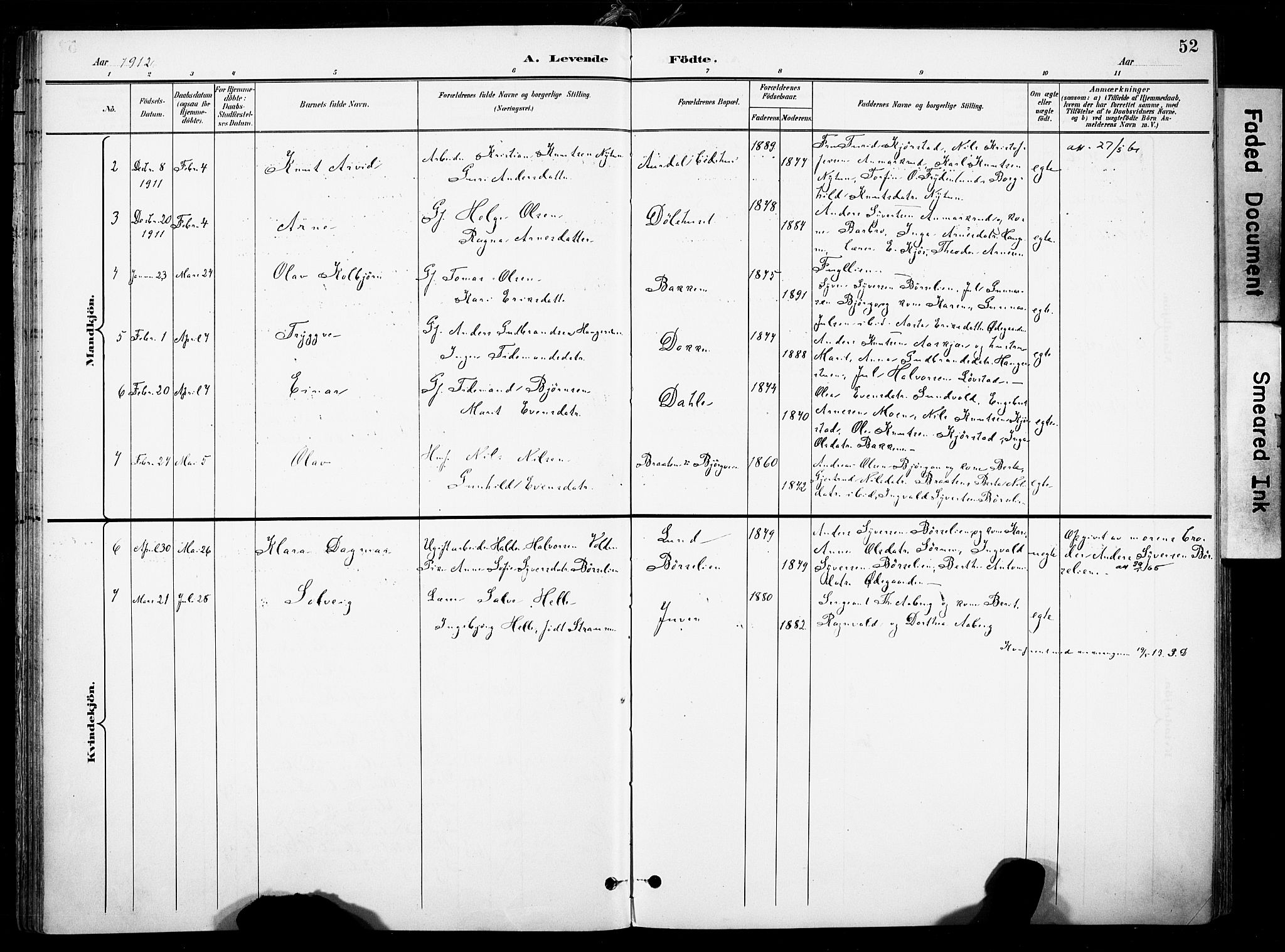 Nord-Aurdal prestekontor, SAH/PREST-132/H/Ha/Haa/L0014: Parish register (official) no. 14, 1896-1912, p. 52