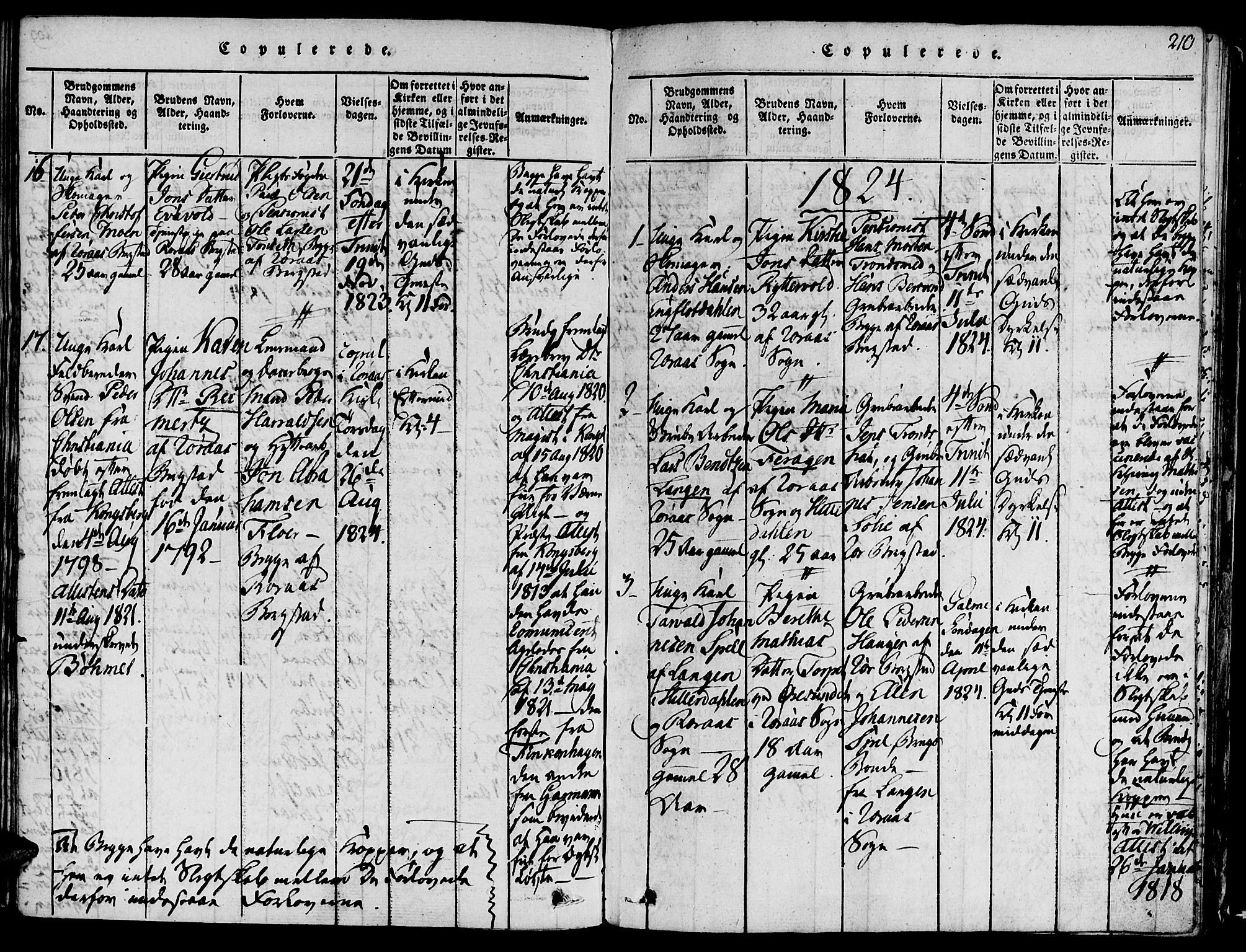 Ministerialprotokoller, klokkerbøker og fødselsregistre - Sør-Trøndelag, SAT/A-1456/681/L0929: Parish register (official) no. 681A07, 1817-1828, p. 210