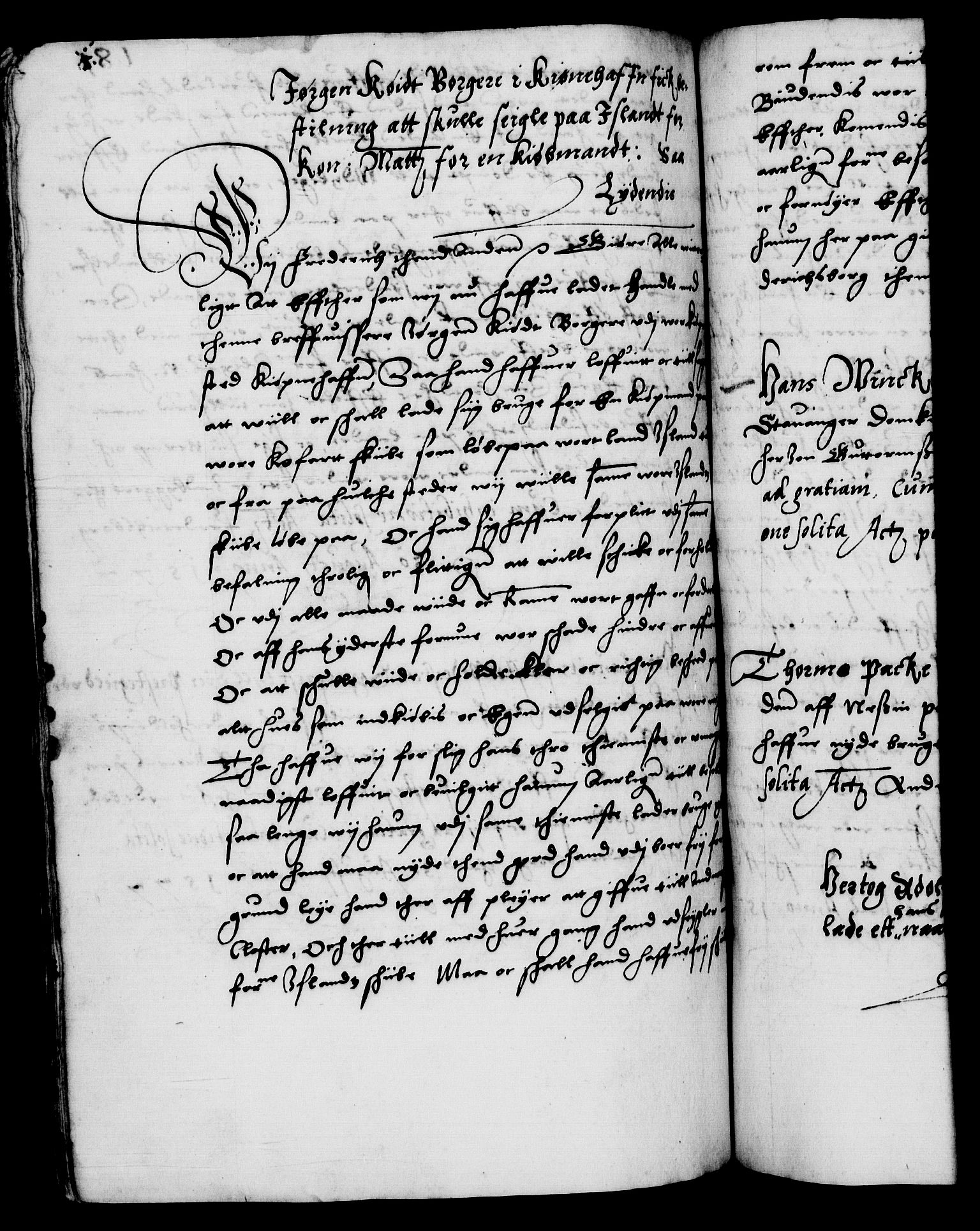 Danske Kanselli 1572-1799, RA/EA-3023/F/Fc/Fca/Fcaa/L0001: Norske registre (mikrofilm), 1572-1588, p. 181b