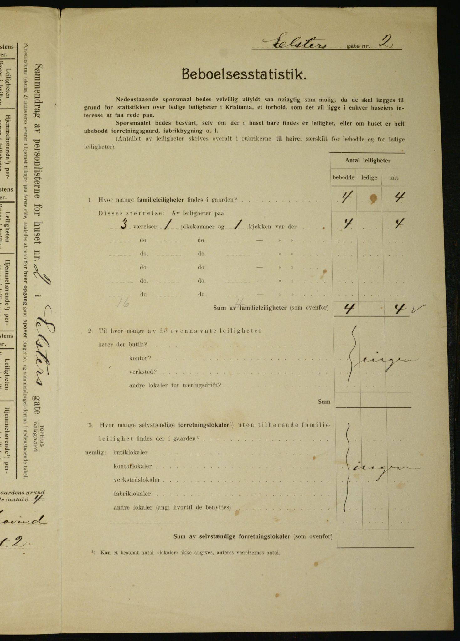 OBA, Municipal Census 1910 for Kristiania, 1910, p. 19086