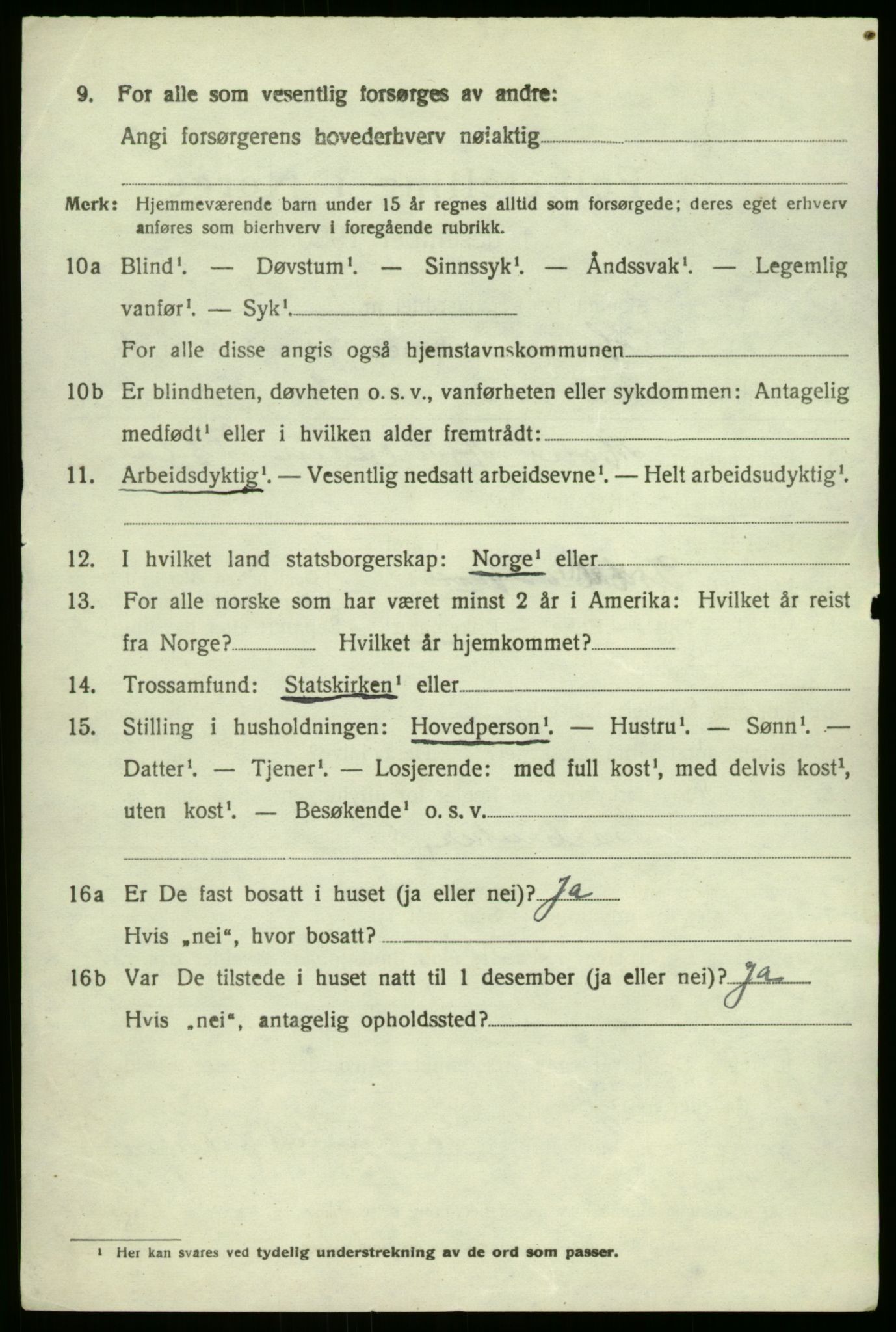 SAB, 1920 census for Hamre, 1920, p. 1262