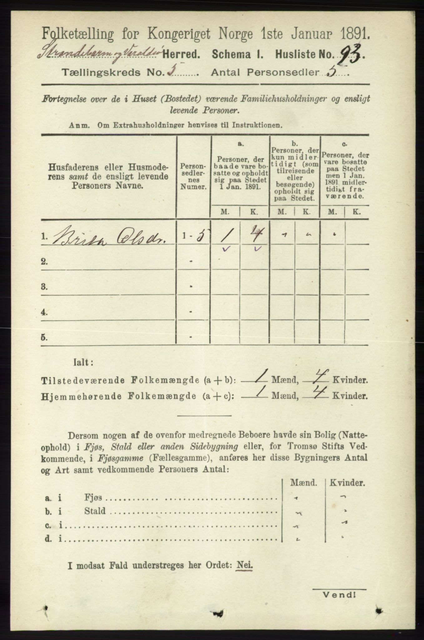 RA, 1891 census for 1226 Strandebarm og Varaldsøy, 1891, p. 1884