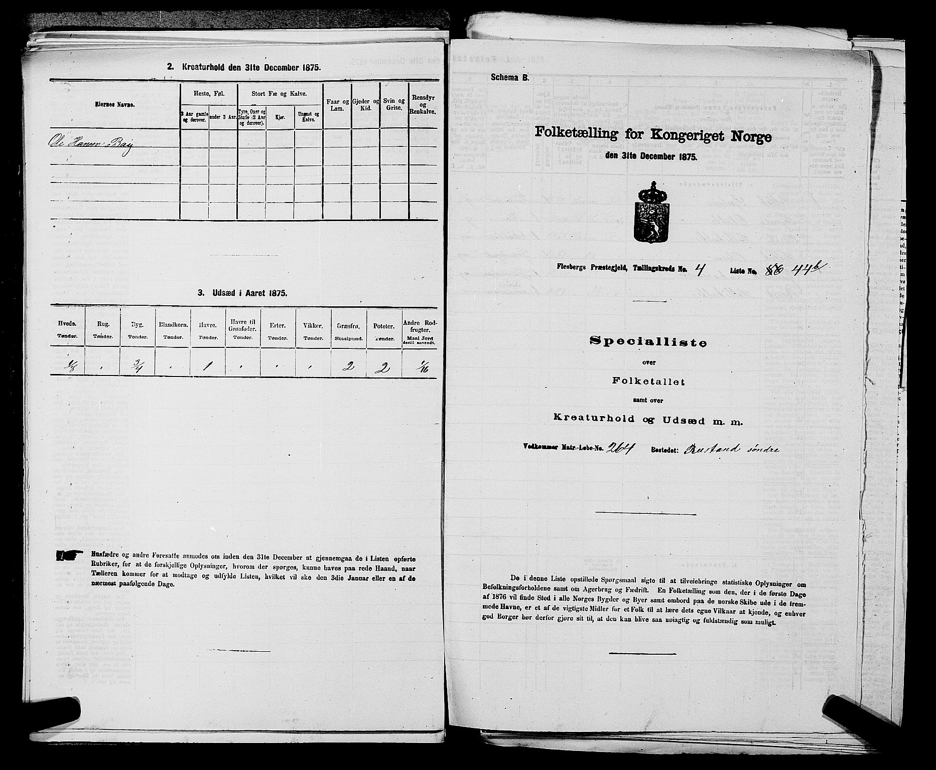 SAKO, 1875 census for 0631P Flesberg, 1875, p. 878