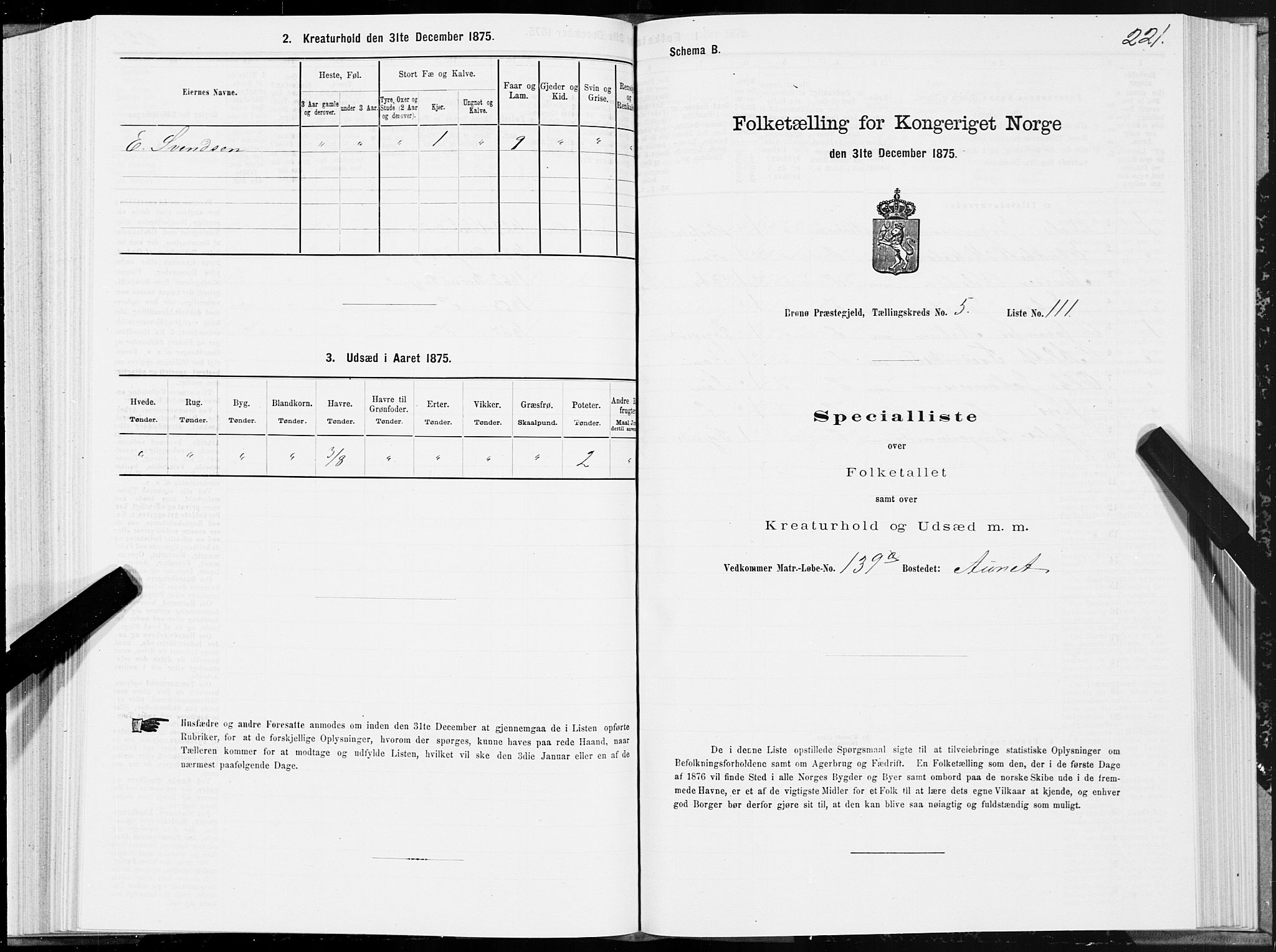 SAT, 1875 census for 1814P Brønnøy, 1875, p. 3221