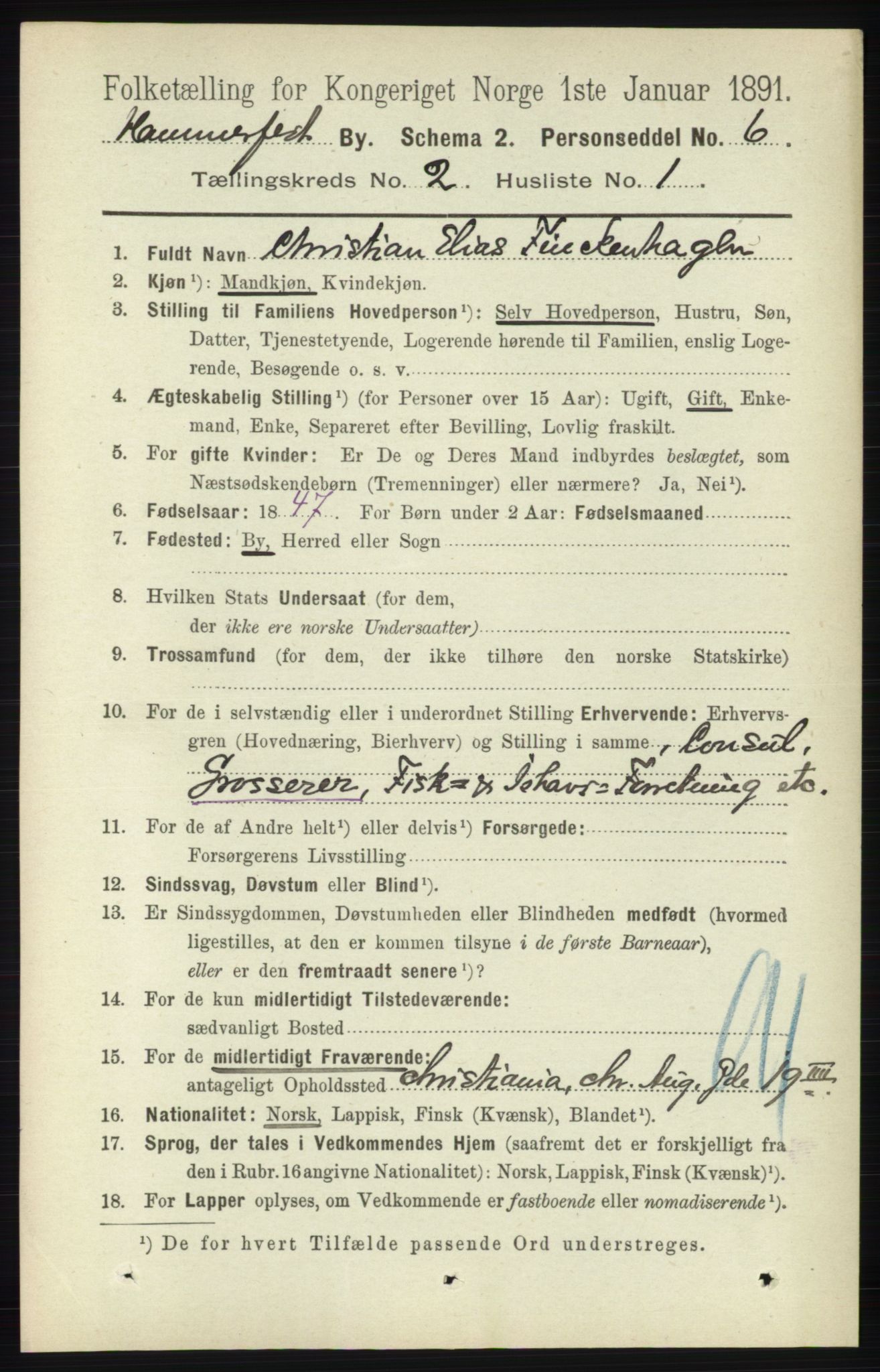 RA, 1891 census for 2001 Hammerfest, 1891, p. 277