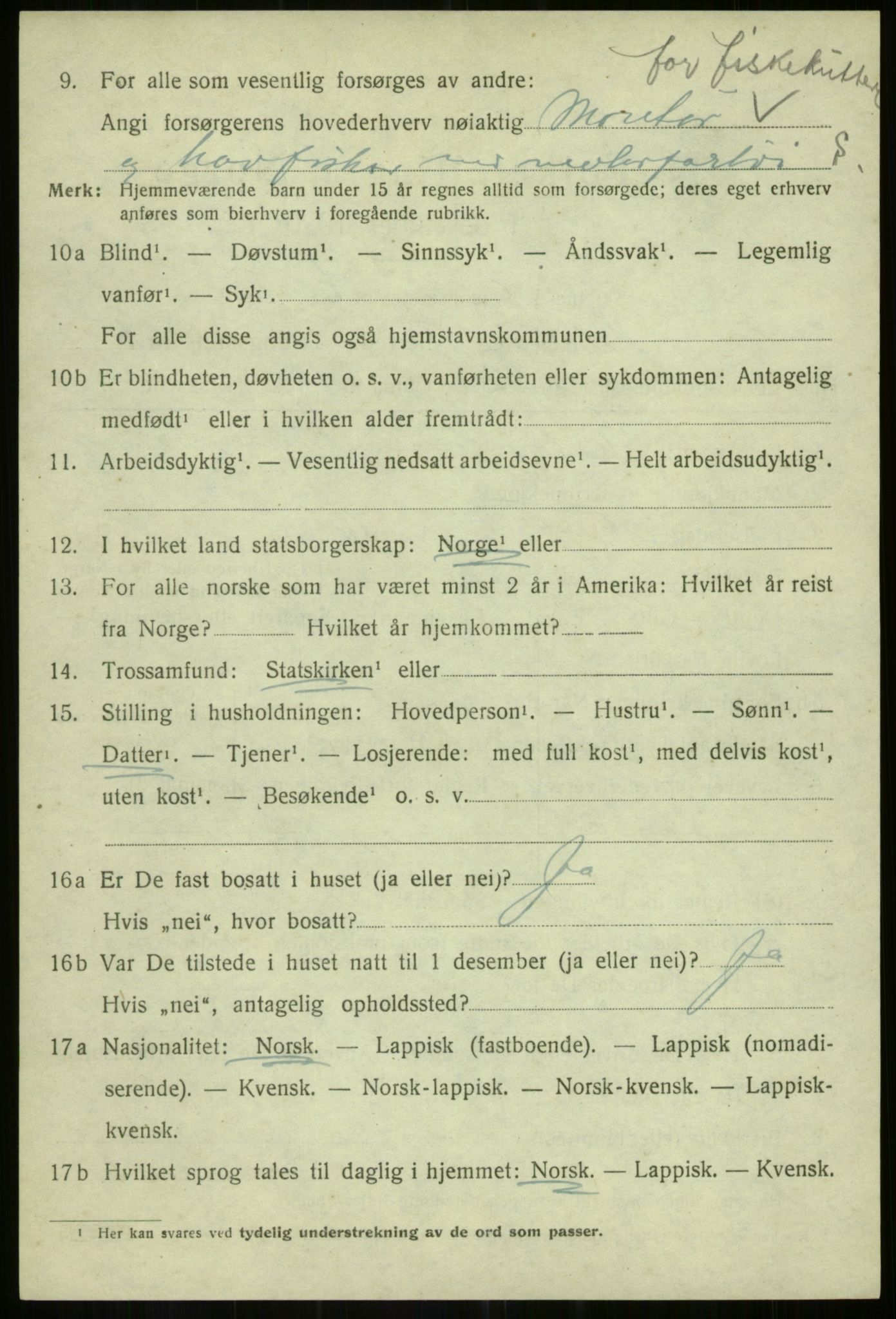 SATØ, 1920 census for Hillesøy, 1920, p. 2900