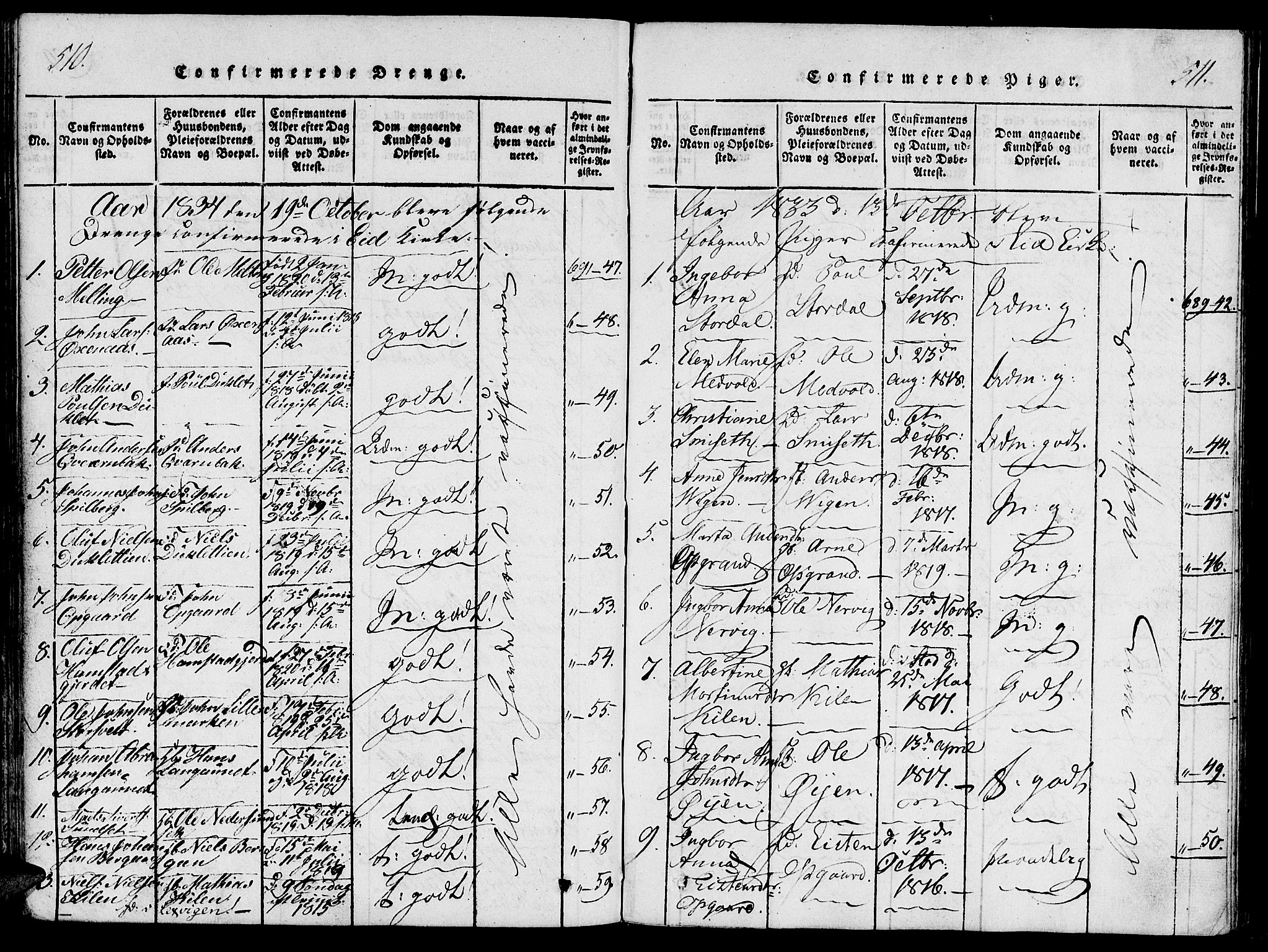 Ministerialprotokoller, klokkerbøker og fødselsregistre - Nord-Trøndelag, SAT/A-1458/733/L0322: Parish register (official) no. 733A01, 1817-1842, p. 510-511