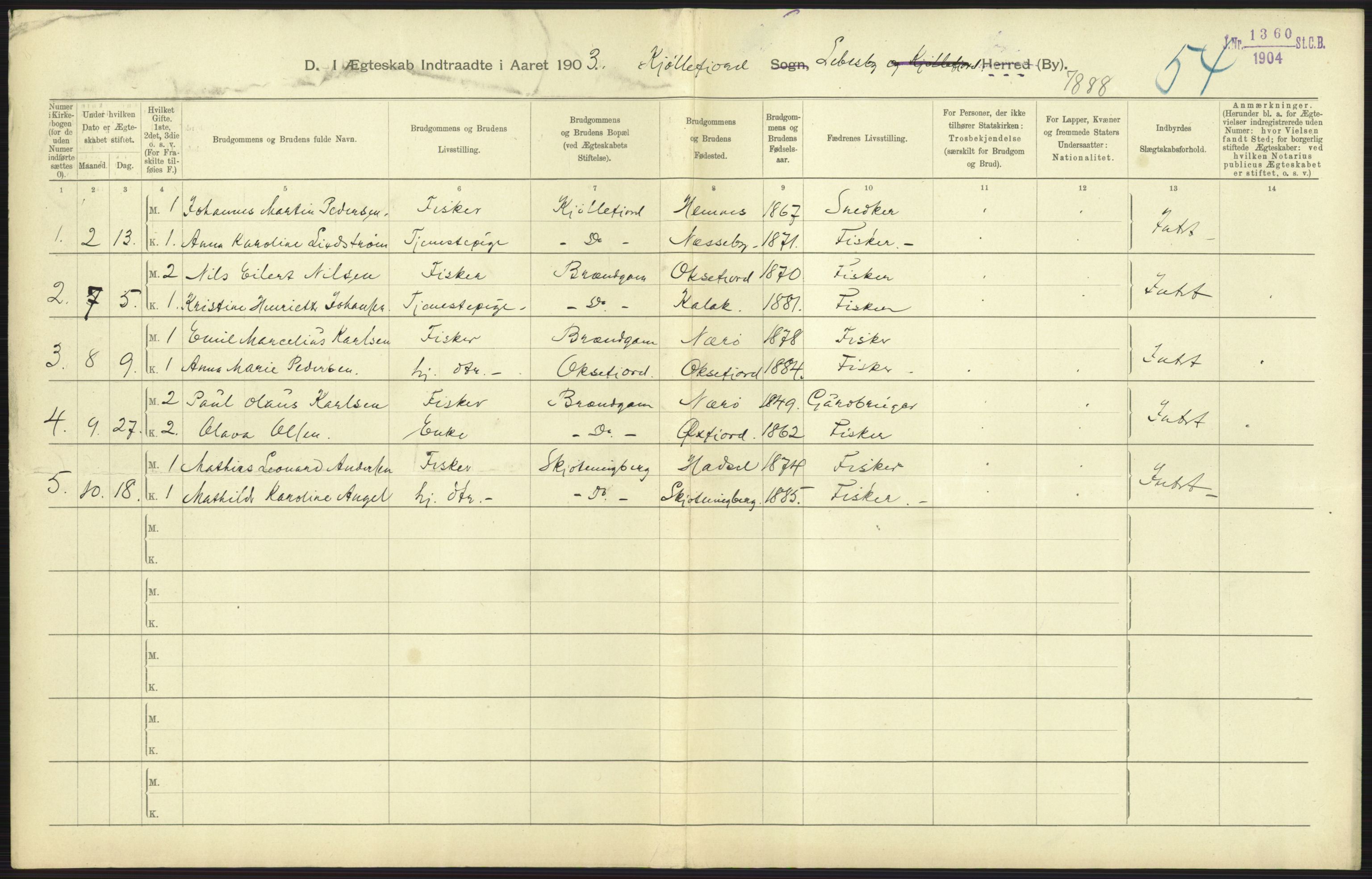 Statistisk sentralbyrå, Sosiodemografiske emner, Befolkning, AV/RA-S-2228/D/Df/Dfa/Dfaa/L0022: Finnmarkens amt: Fødte, gifte, døde., 1903, p. 179