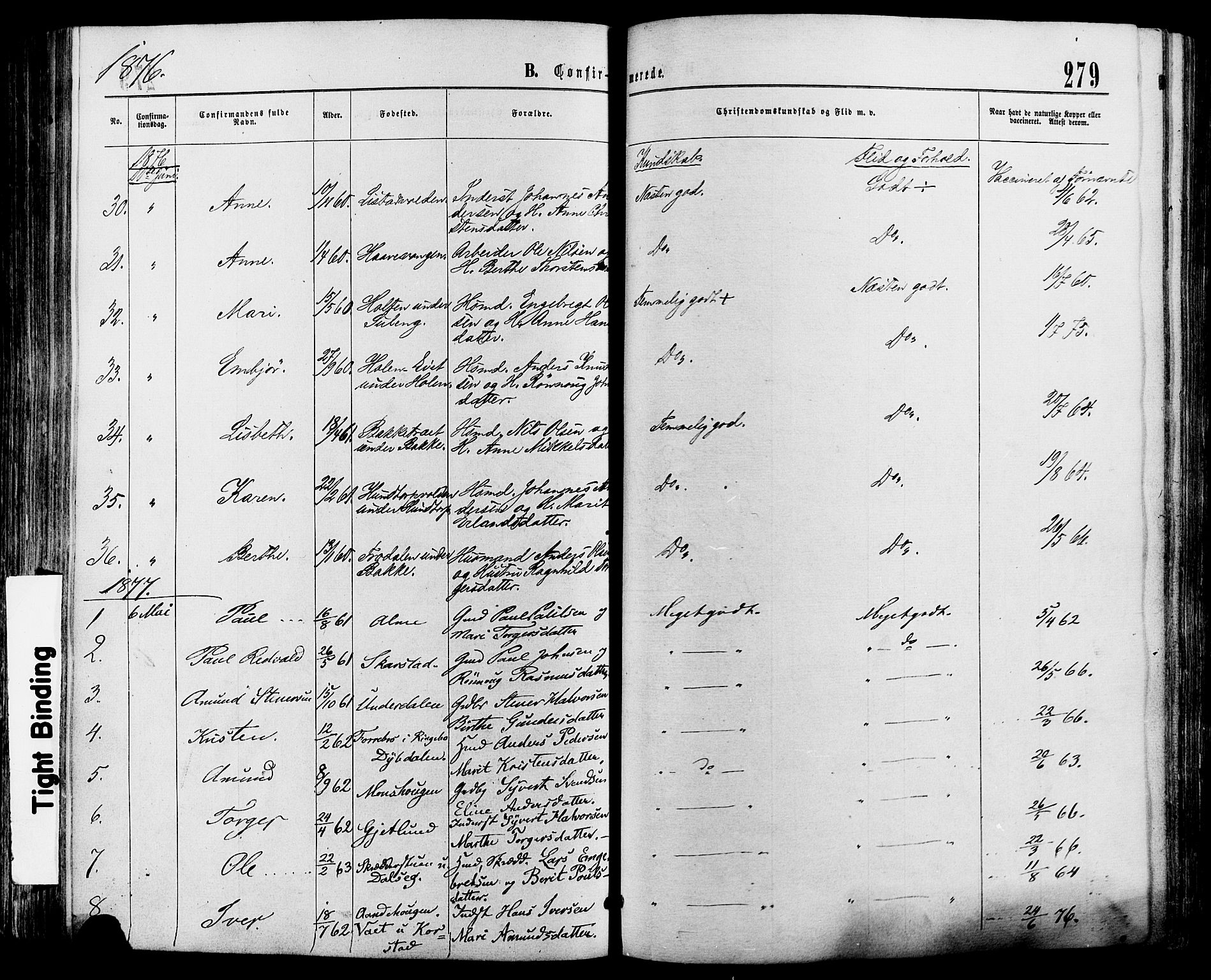 Sør-Fron prestekontor, SAH/PREST-010/H/Ha/Haa/L0002: Parish register (official) no. 2, 1864-1880, p. 279