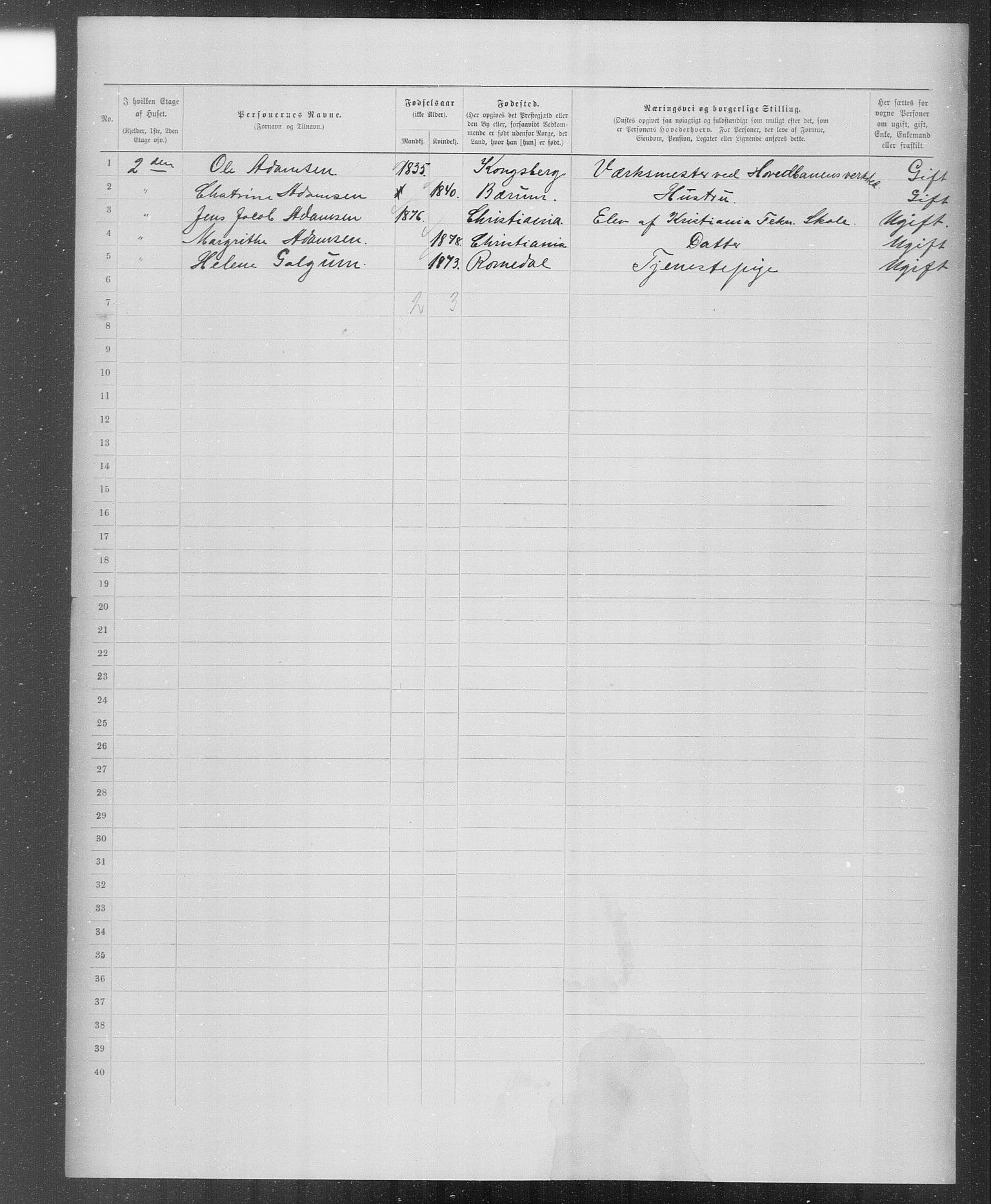 OBA, Municipal Census 1899 for Kristiania, 1899, p. 4088