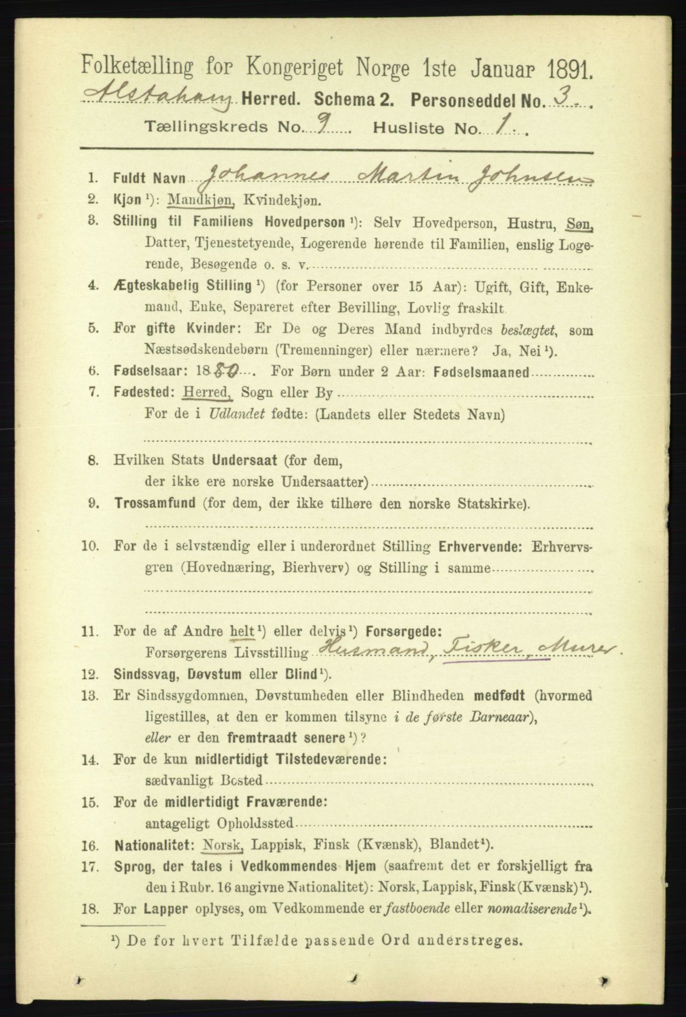 RA, 1891 census for 1820 Alstahaug, 1891, p. 3241