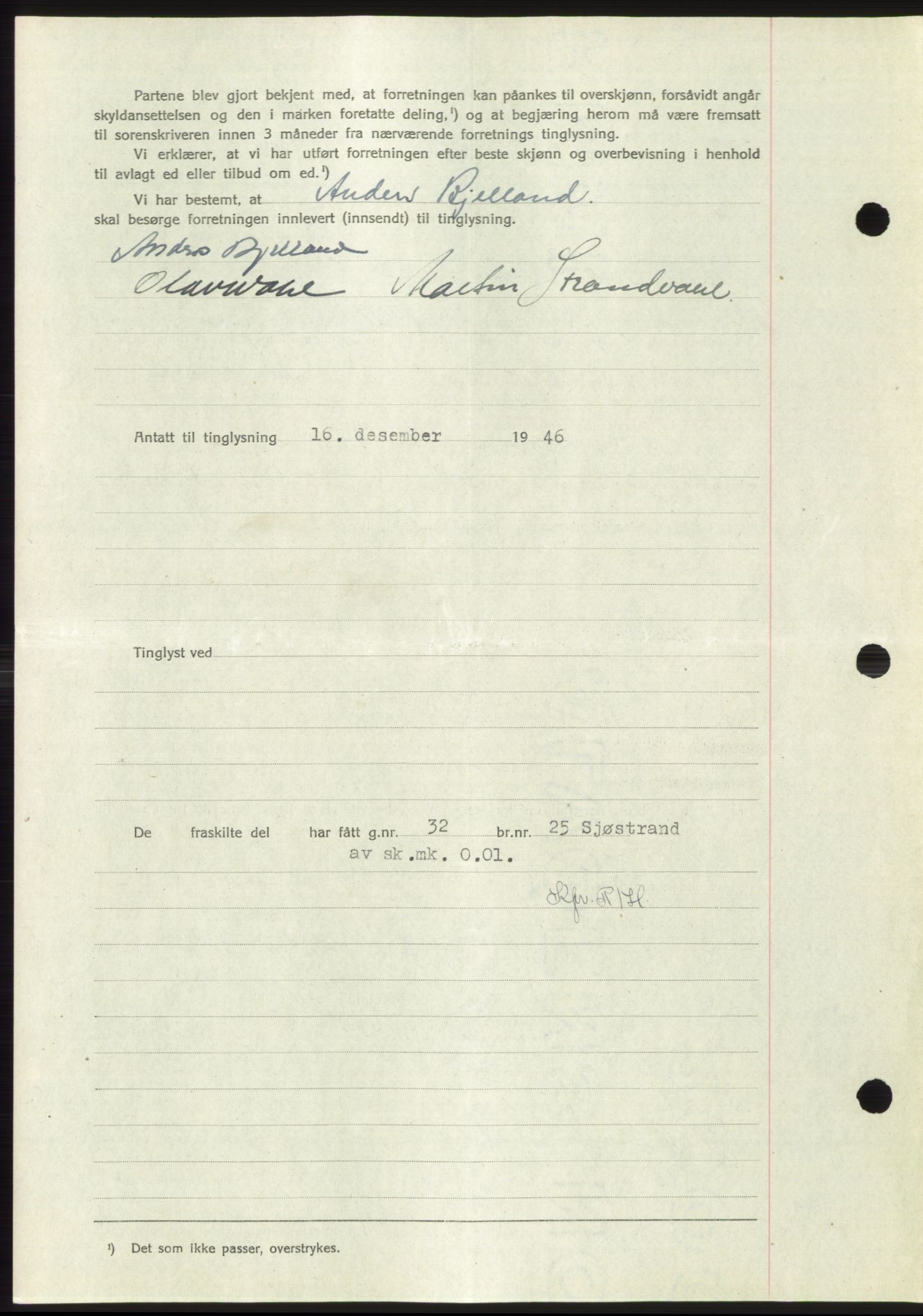 Namdal sorenskriveri, SAT/A-4133/1/2/2C: Mortgage book no. -, 1946-1947, Diary no: : 2517/1946