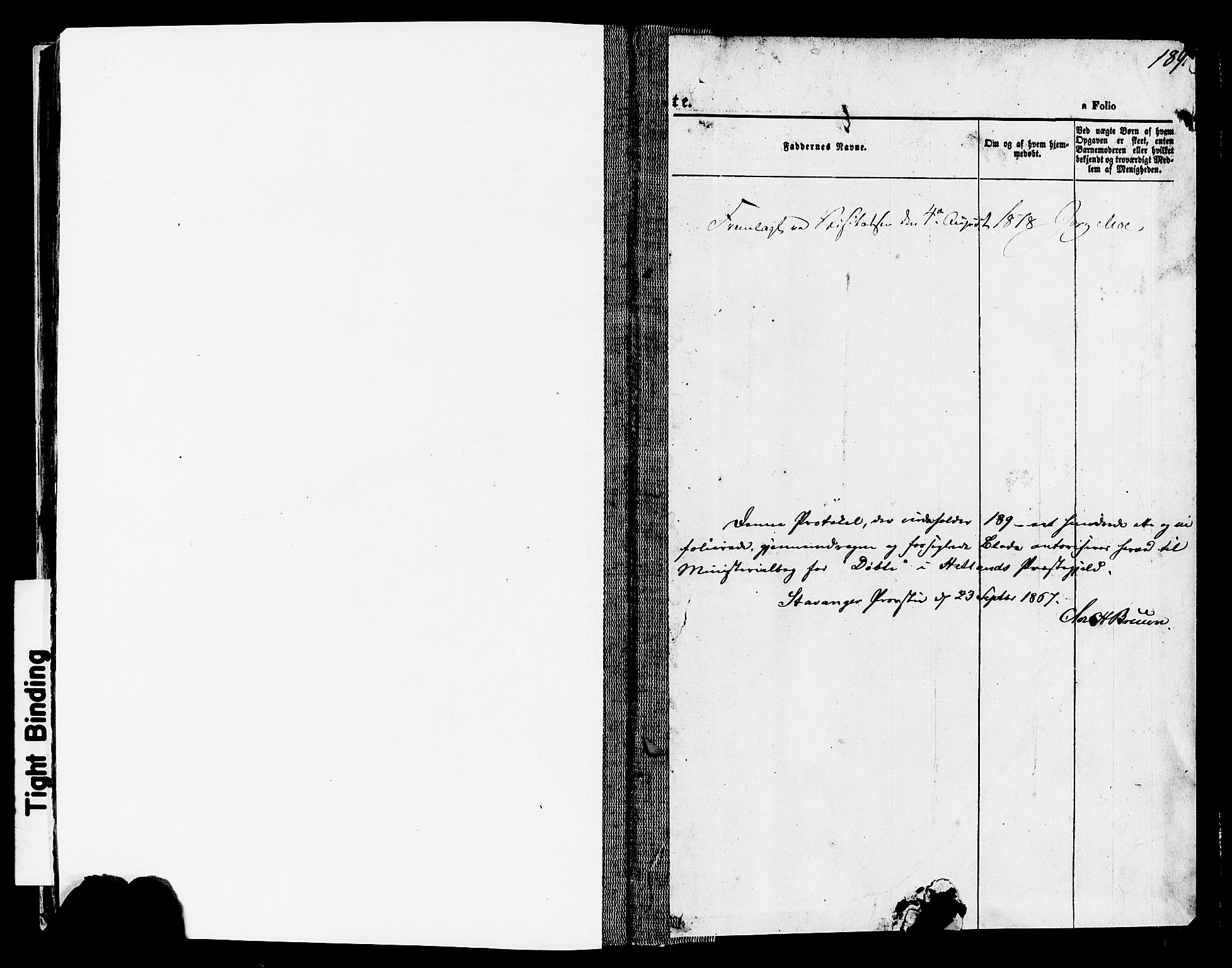 Hetland sokneprestkontor, SAST/A-101826/30/30BA/L0003: Parish register (official) no. A 3, 1862-1876, p. 189