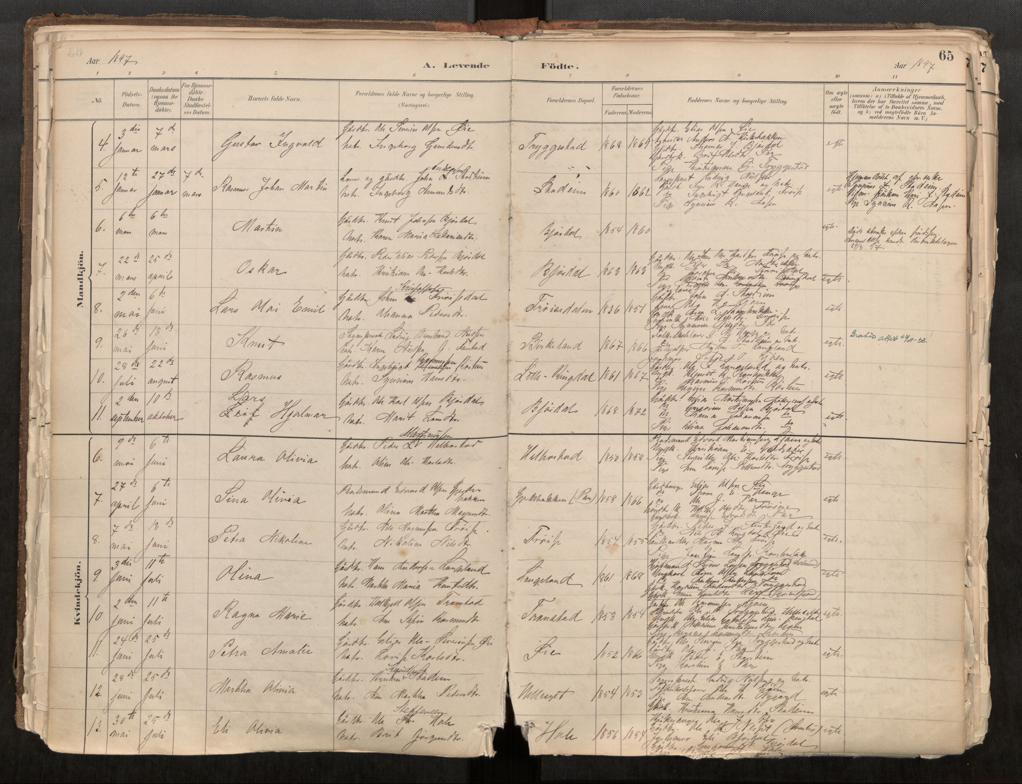 Sunnylven sokneprestkontor, AV/SAT-A-1007: Parish register (official) no. 517A08, 1882-1939, p. 65