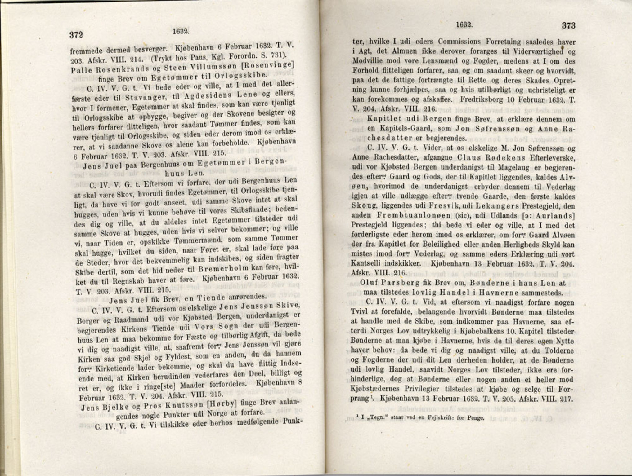 Publikasjoner utgitt av Det Norske Historiske Kildeskriftfond, PUBL/-/-/-: Norske Rigs-Registranter, bind 6, 1628-1634, p. 372-373