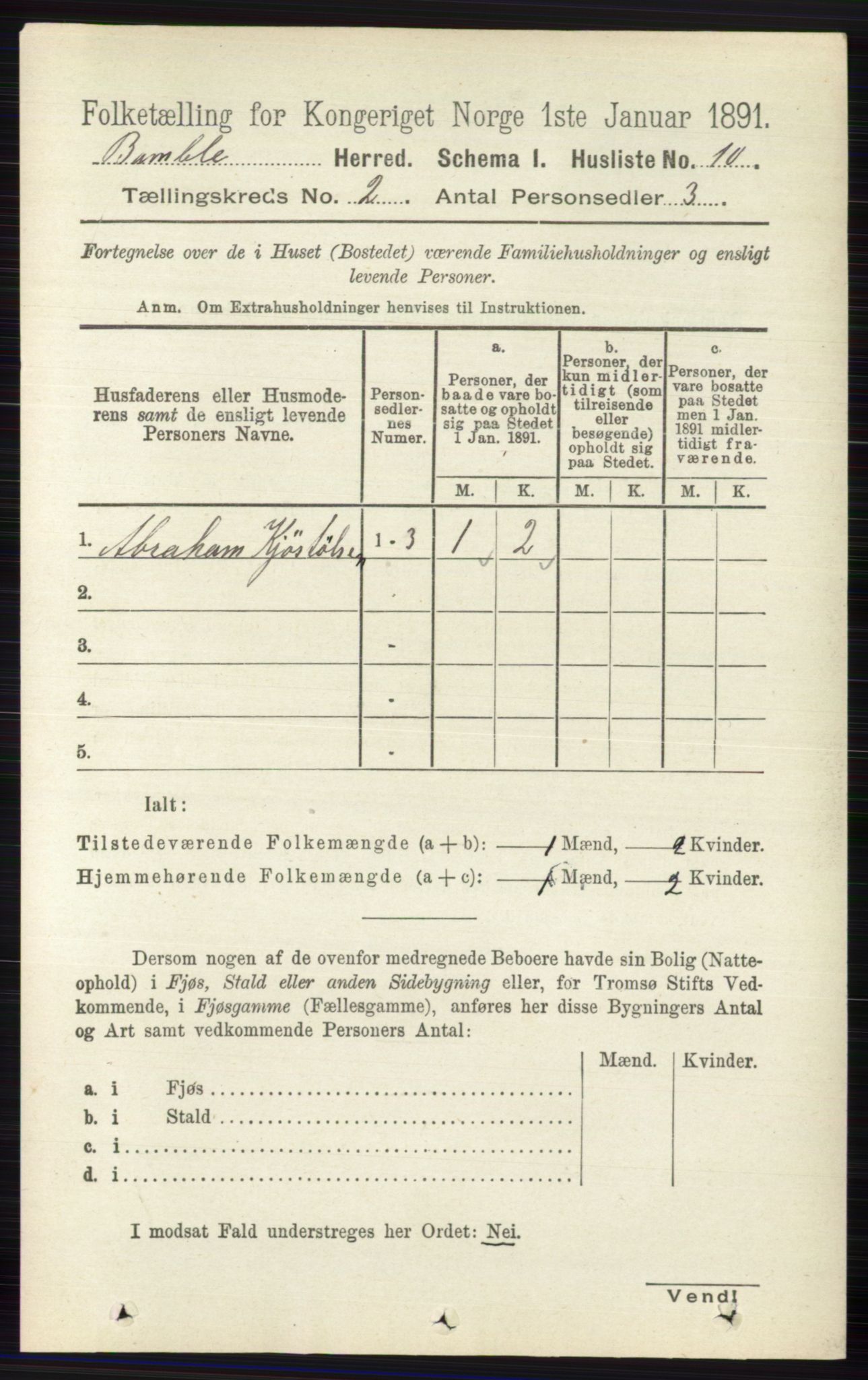 RA, 1891 census for 0814 Bamble, 1891, p. 951