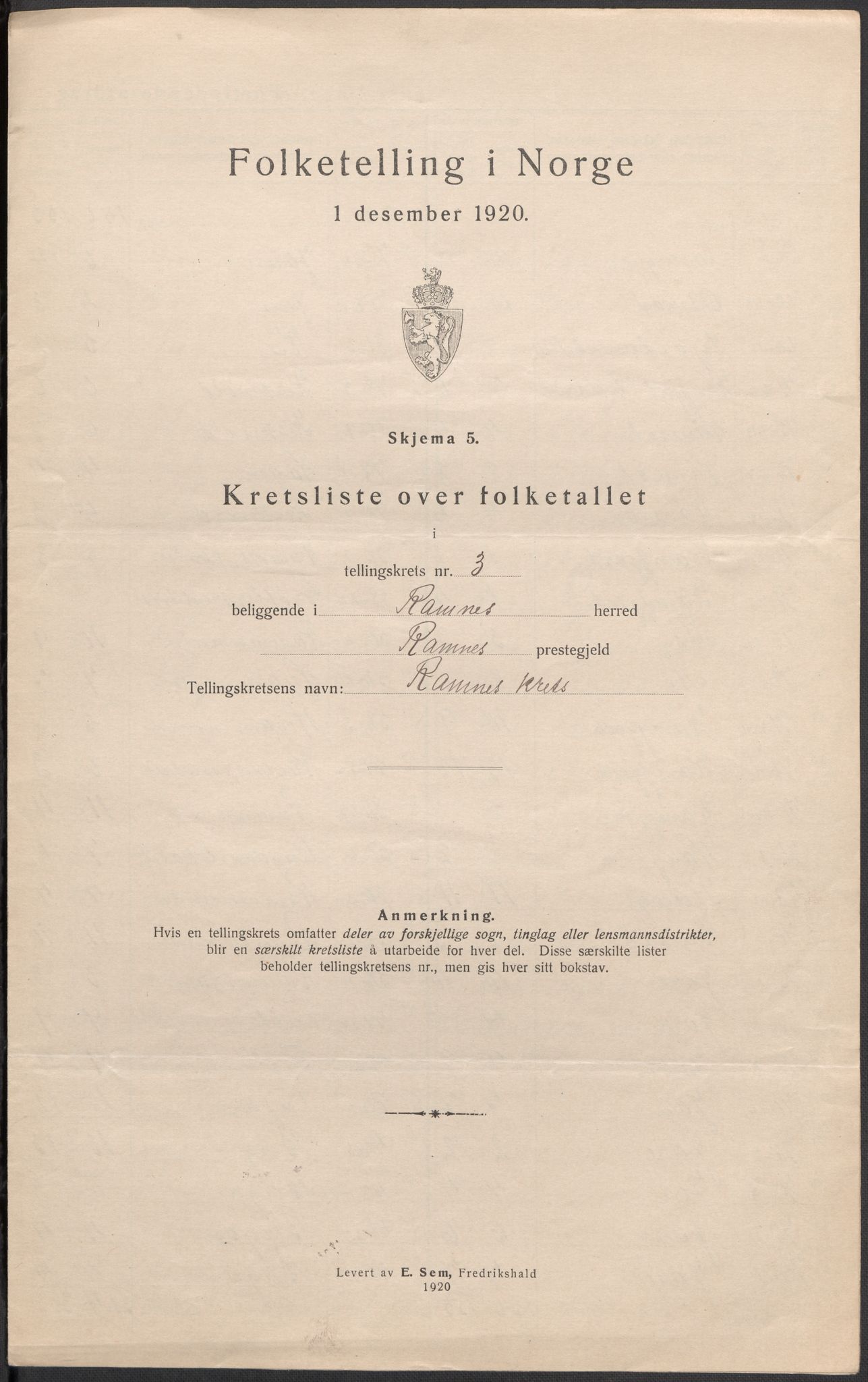 SAKO, 1920 census for Ramnes, 1920, p. 13