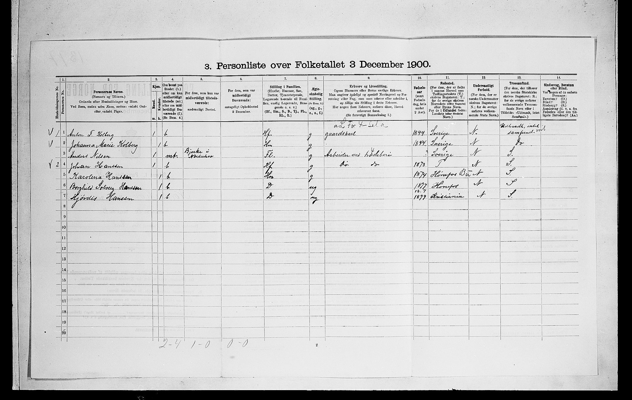 RA, 1900 census for Norderhov, 1900, p. 1292
