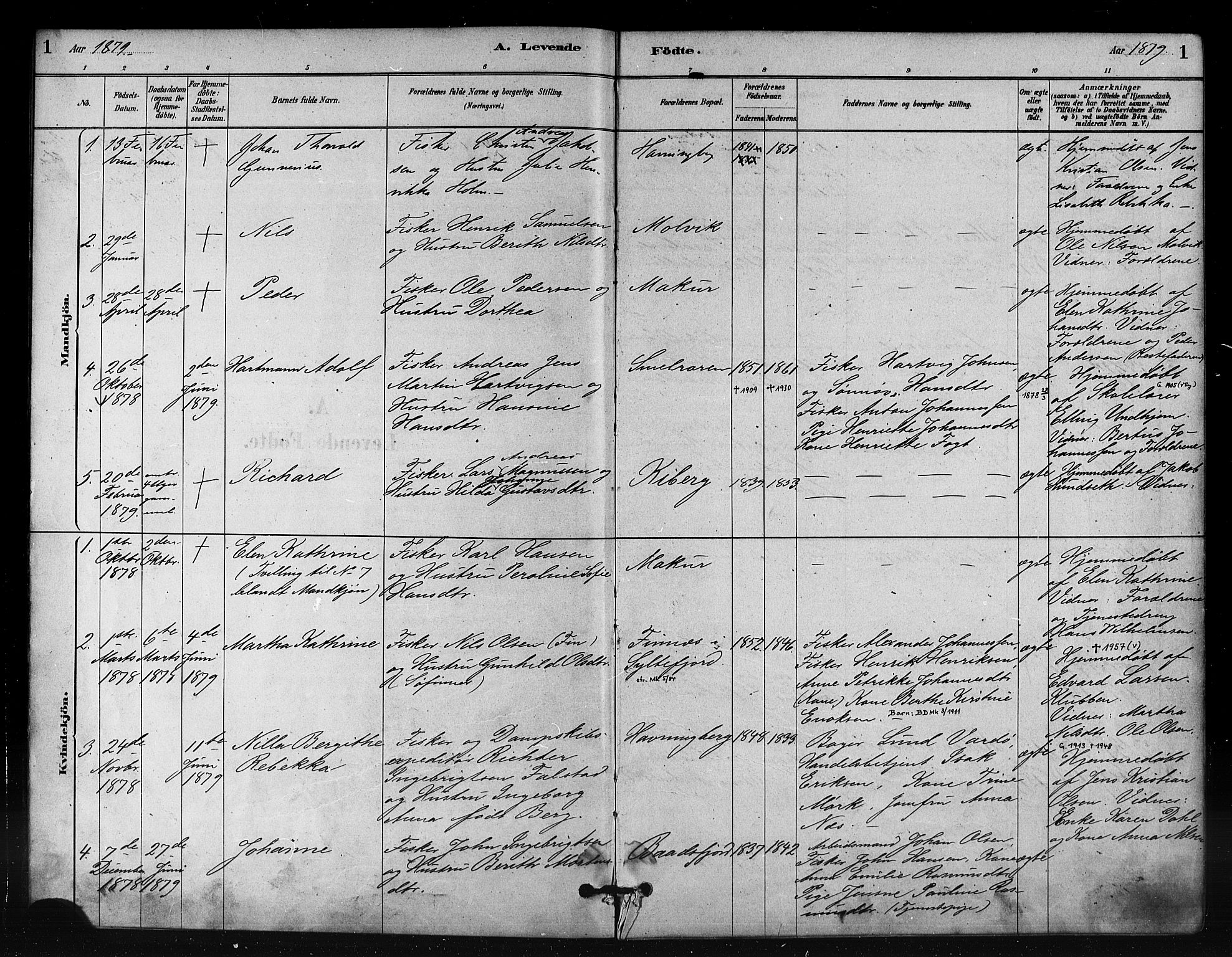 Vardø sokneprestkontor, SATØ/S-1332/H/Ha/L0008kirke: Parish register (official) no. 8, 1879-1887, p. 1