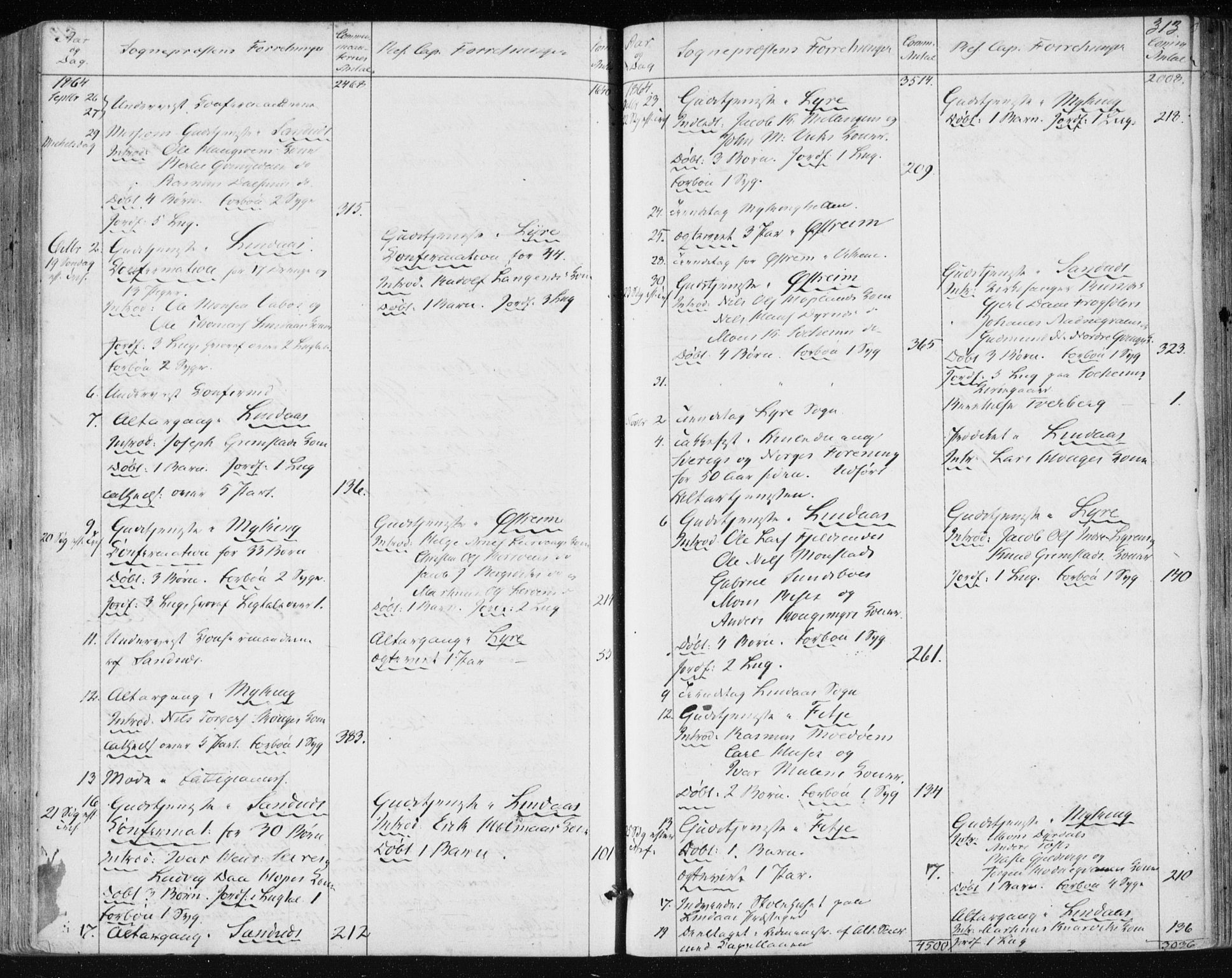 Lindås Sokneprestembete, SAB/A-76701/H/Haa: Parish register (official) no. A 16, 1863-1875, p. 313