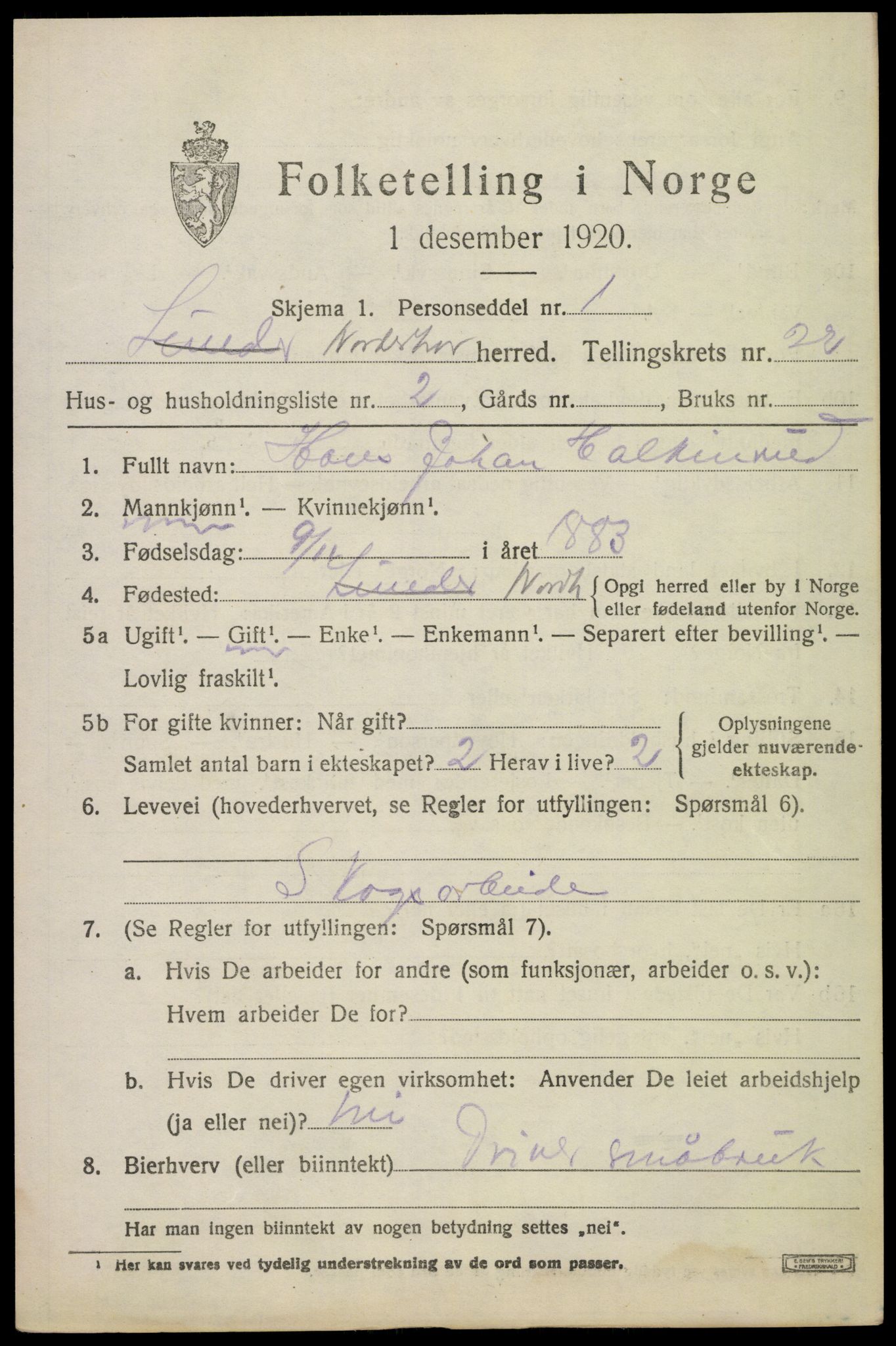 SAKO, 1920 census for Norderhov, 1920, p. 22404